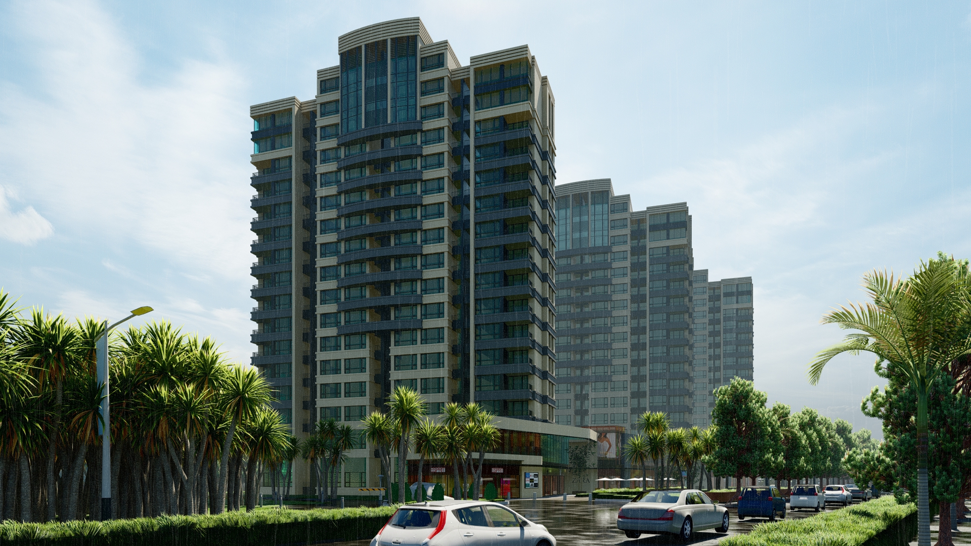 تصميم لمول كبير مع 3 ابراج سكنية وادارية-1