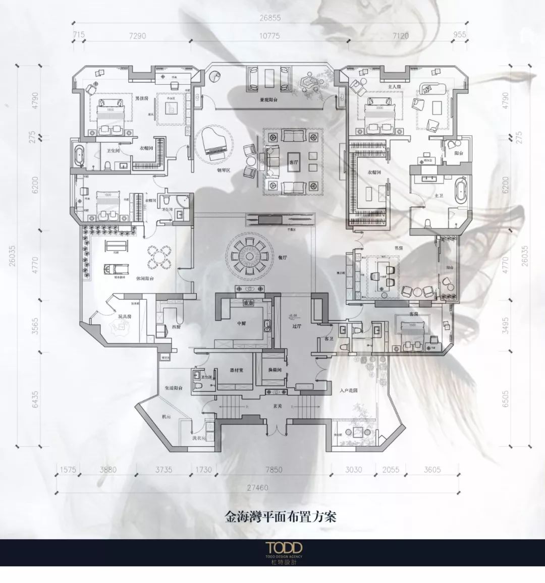 广州金海湾 598m²新中式大平层设计-10