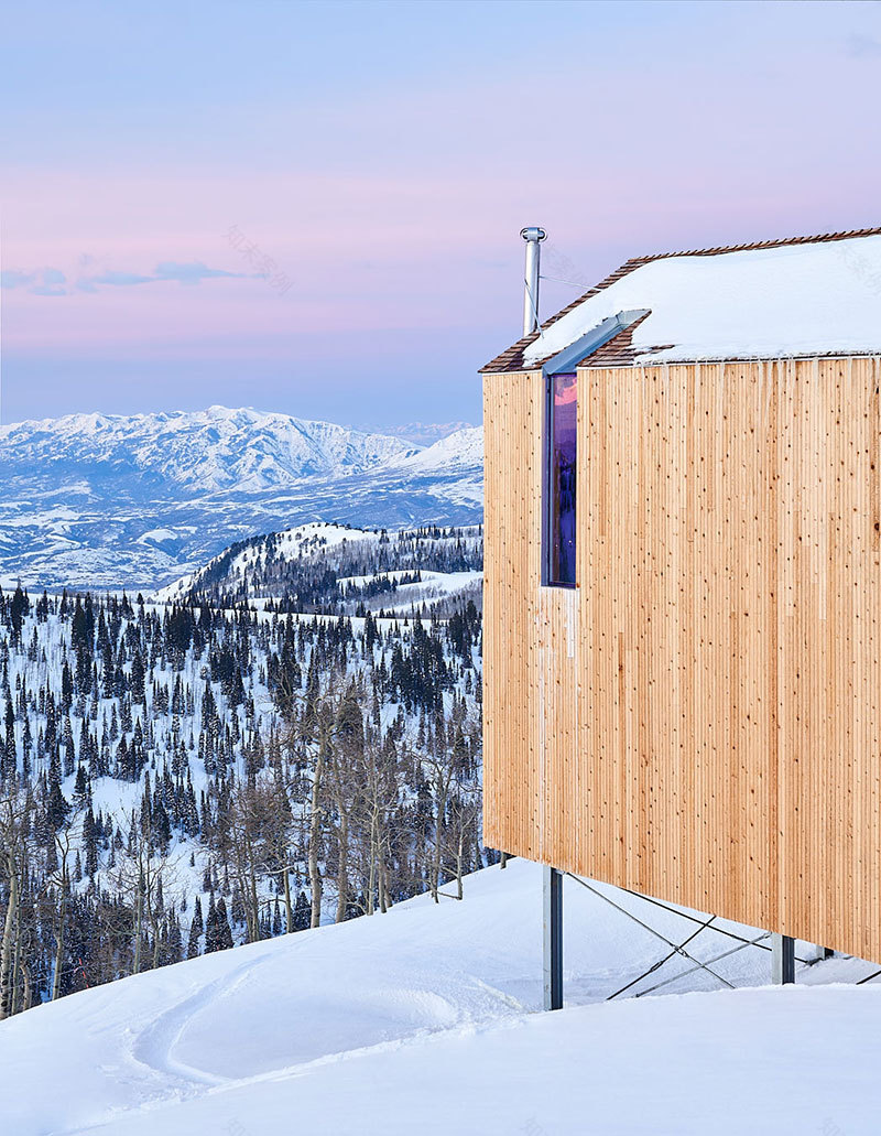 美国犹他州雪山全景山间小屋-8