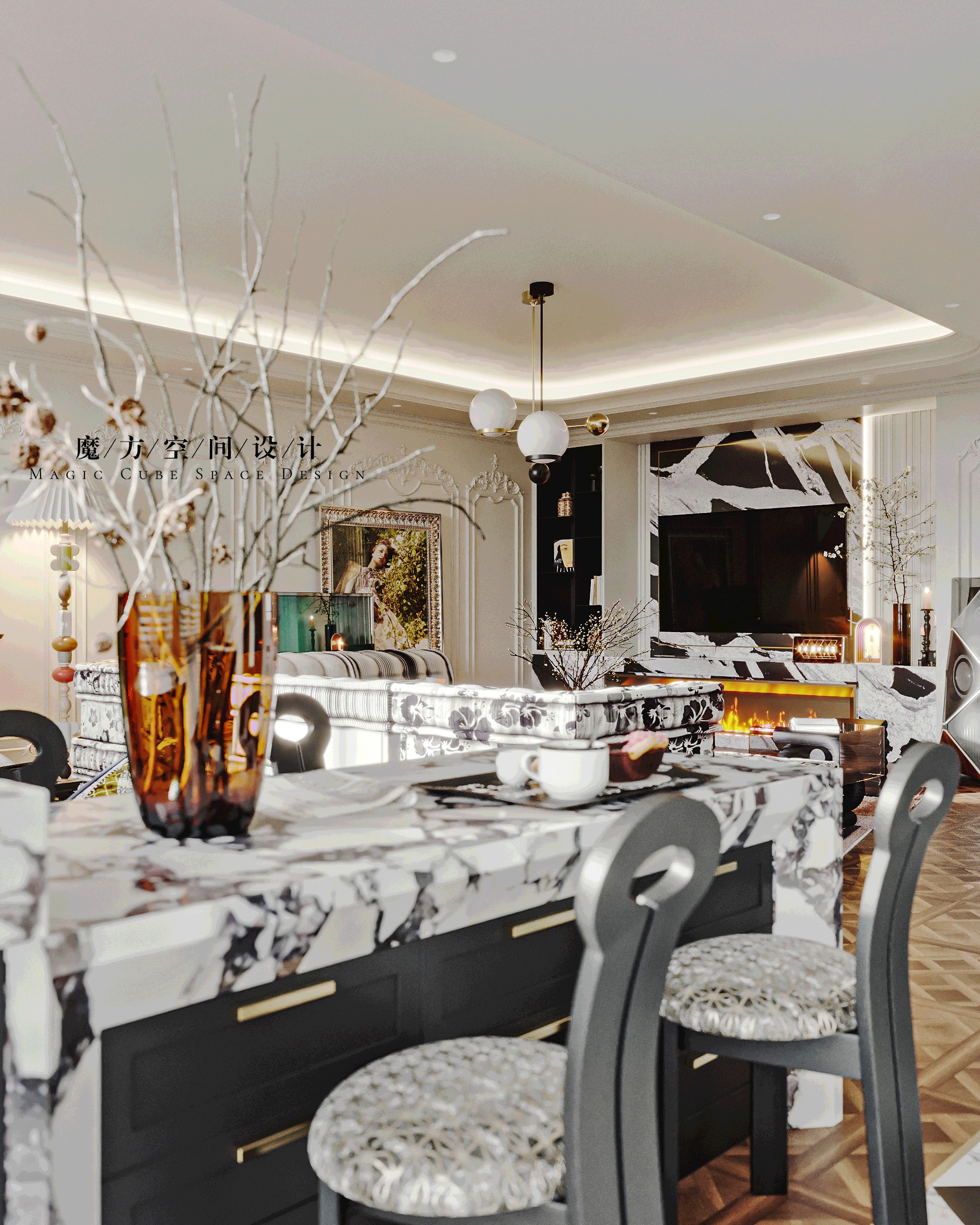 天津•法式复古住宅设计项目丨中国天津丨魔方空间设计-26