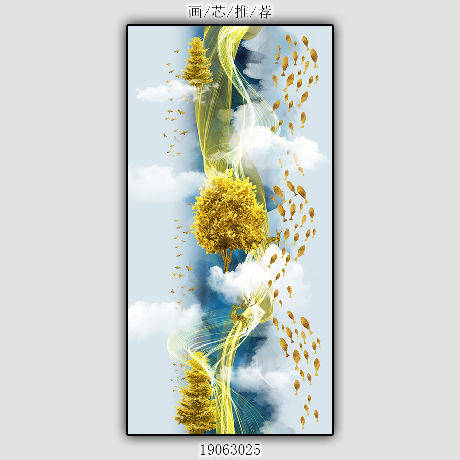 招财福鹿客厅玄关装饰画-10