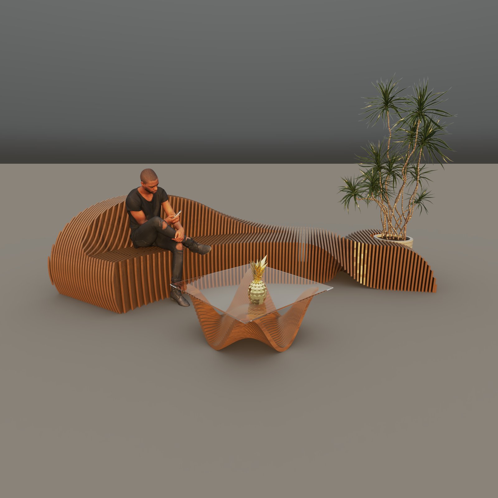 Sofá y mesa paramétricos.-2