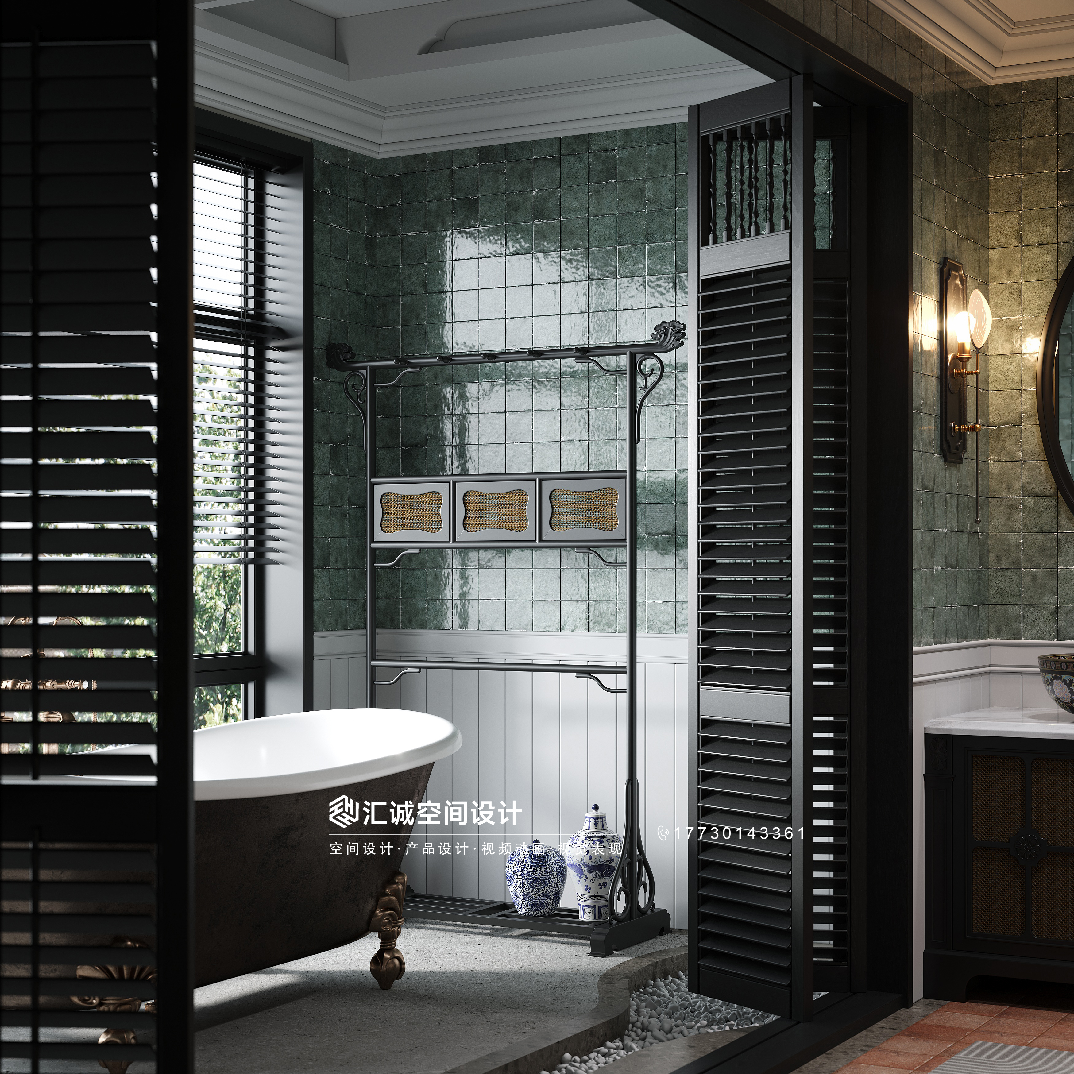 2024电商3D渲染效果图   复古浴室柜-5