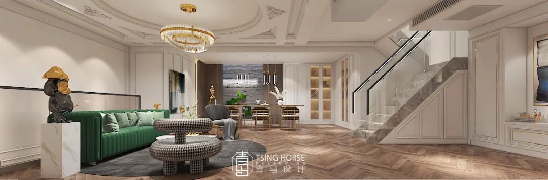 御河上院轻奢格调 | 王清玉 400㎡联排下叠设计-85