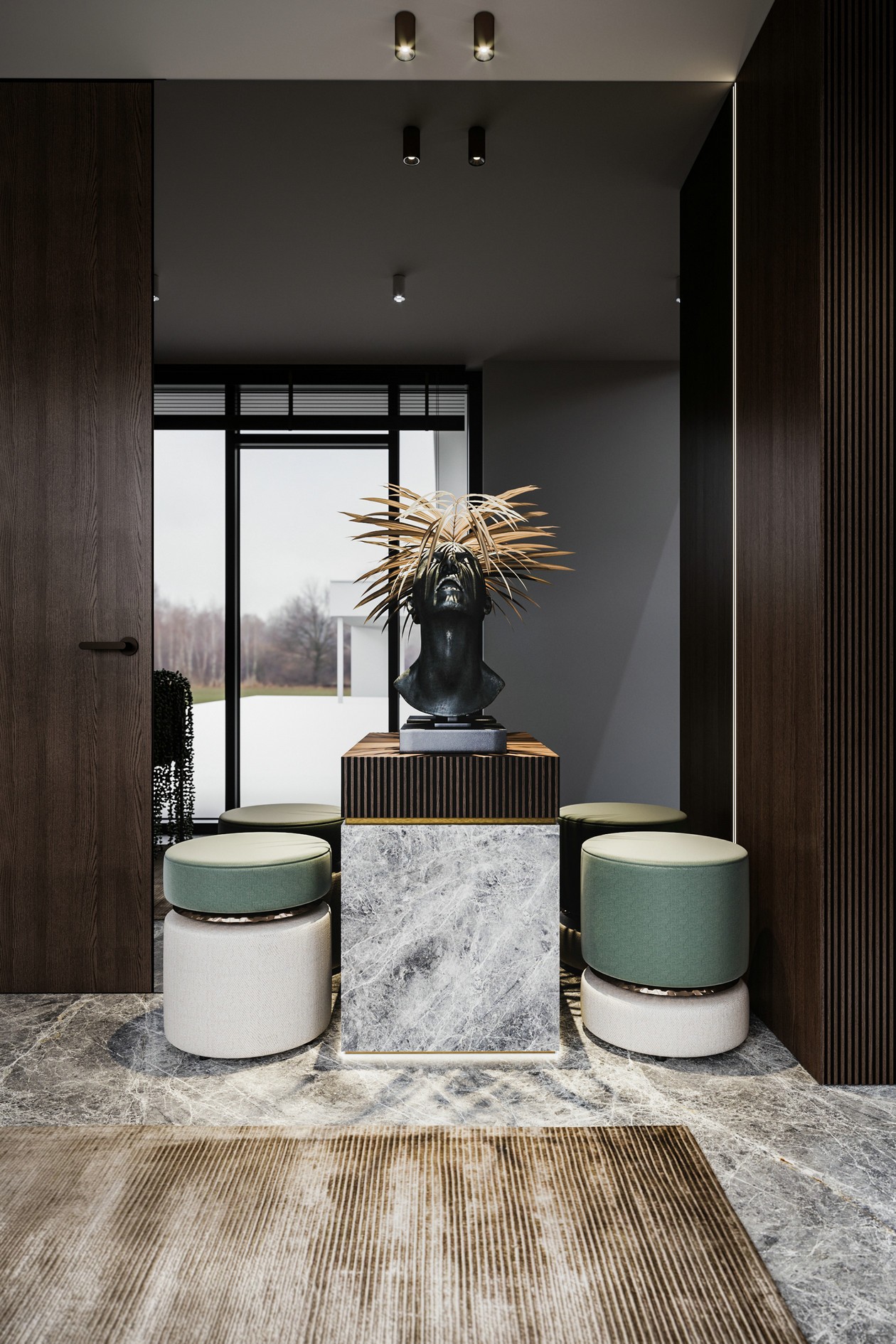 300㎡深色系公寓 邂逅怀旧时光，-4