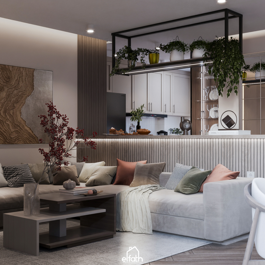 Modern Recepation with open kitchen and balcony-2