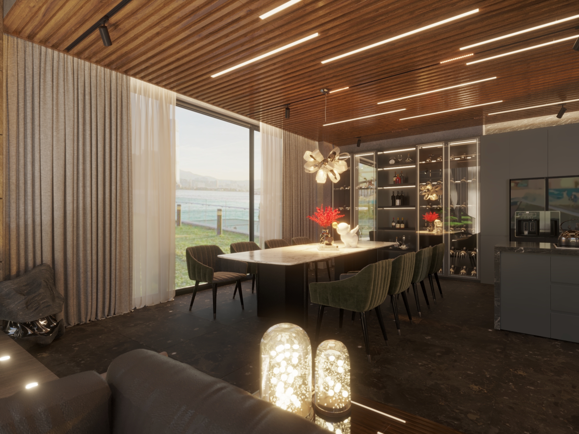 Villa Modern Reception and Living and Kitchen-3