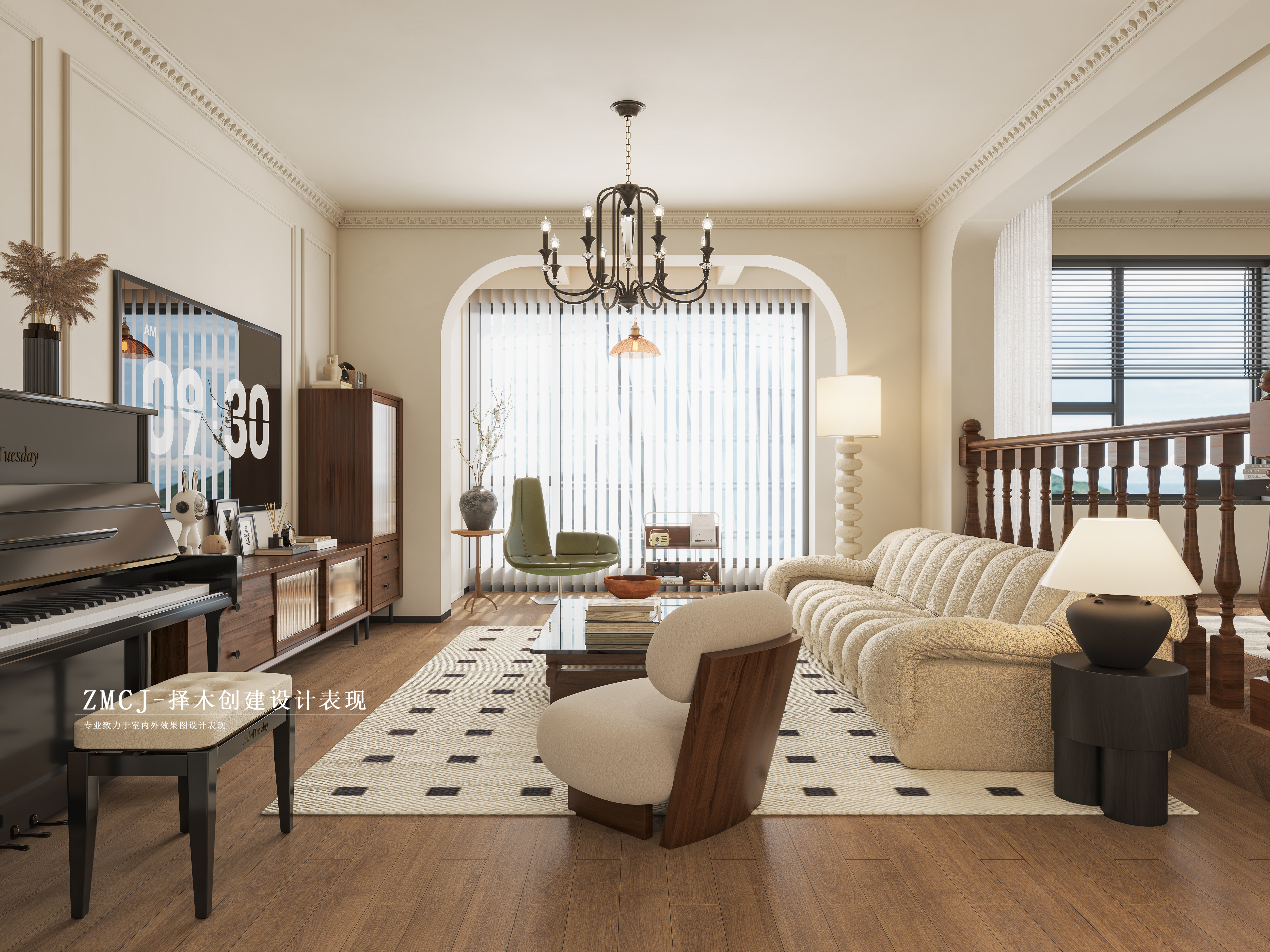 家装-法式客餐厅书房-4