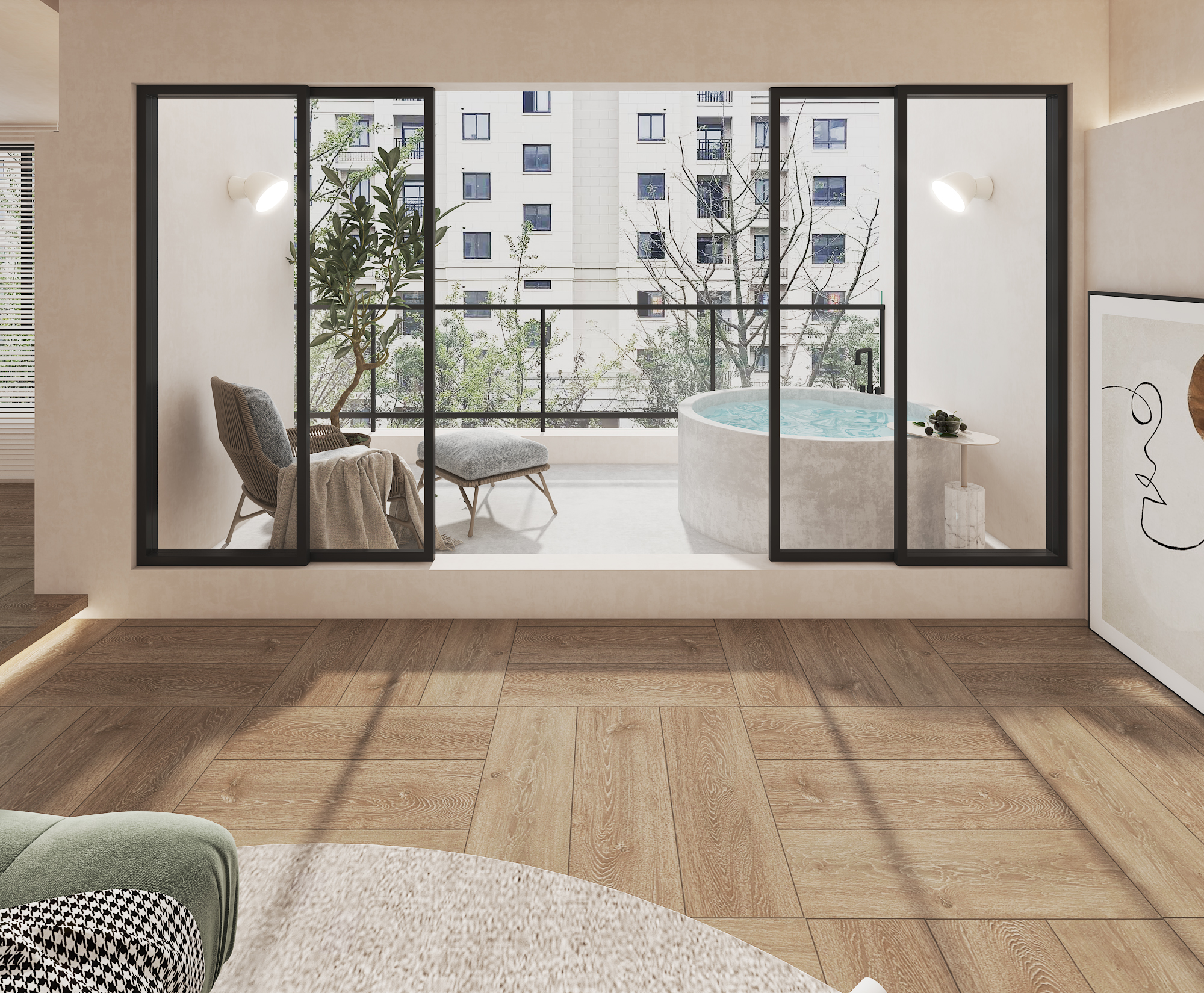 奶茶色系高级侘寂风住宅设计-13