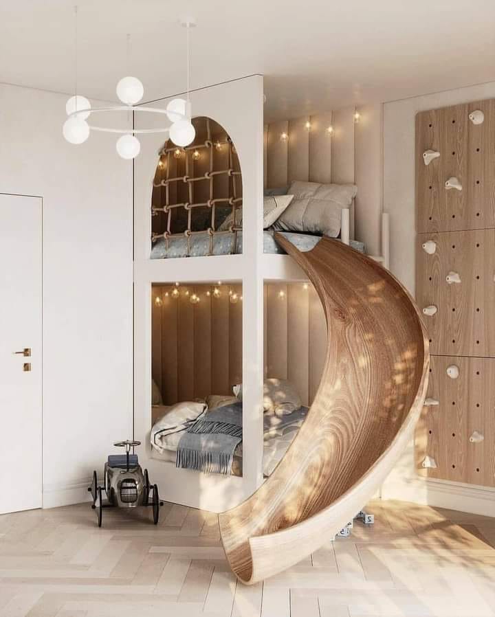 100m²小房子舒适双层床卧室设计-23