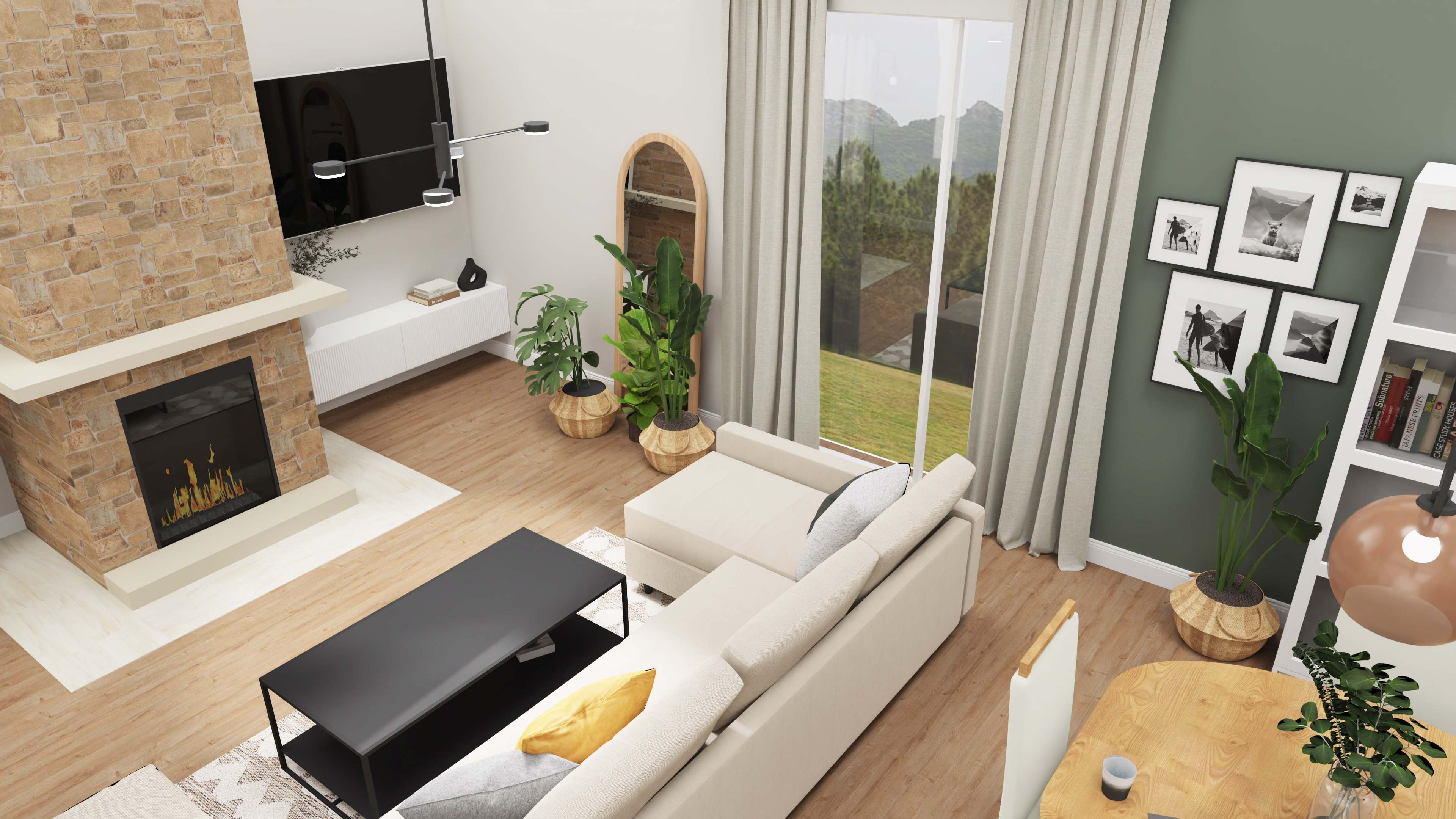 Projekt salonu z jadalnią w domu jednorodzinnym-6