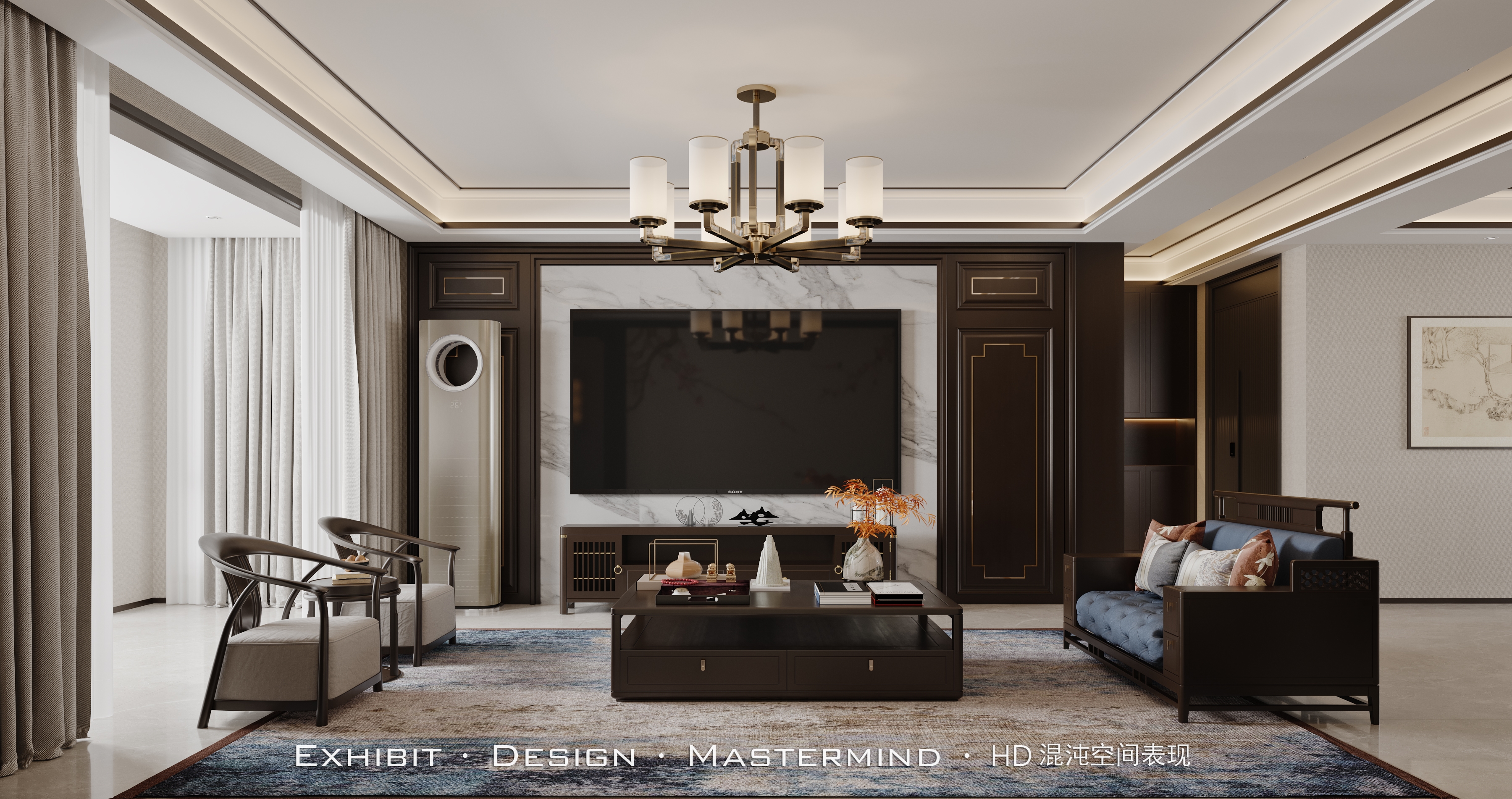 现代 新中式 平层客餐厅 X 混沌空间表现-0