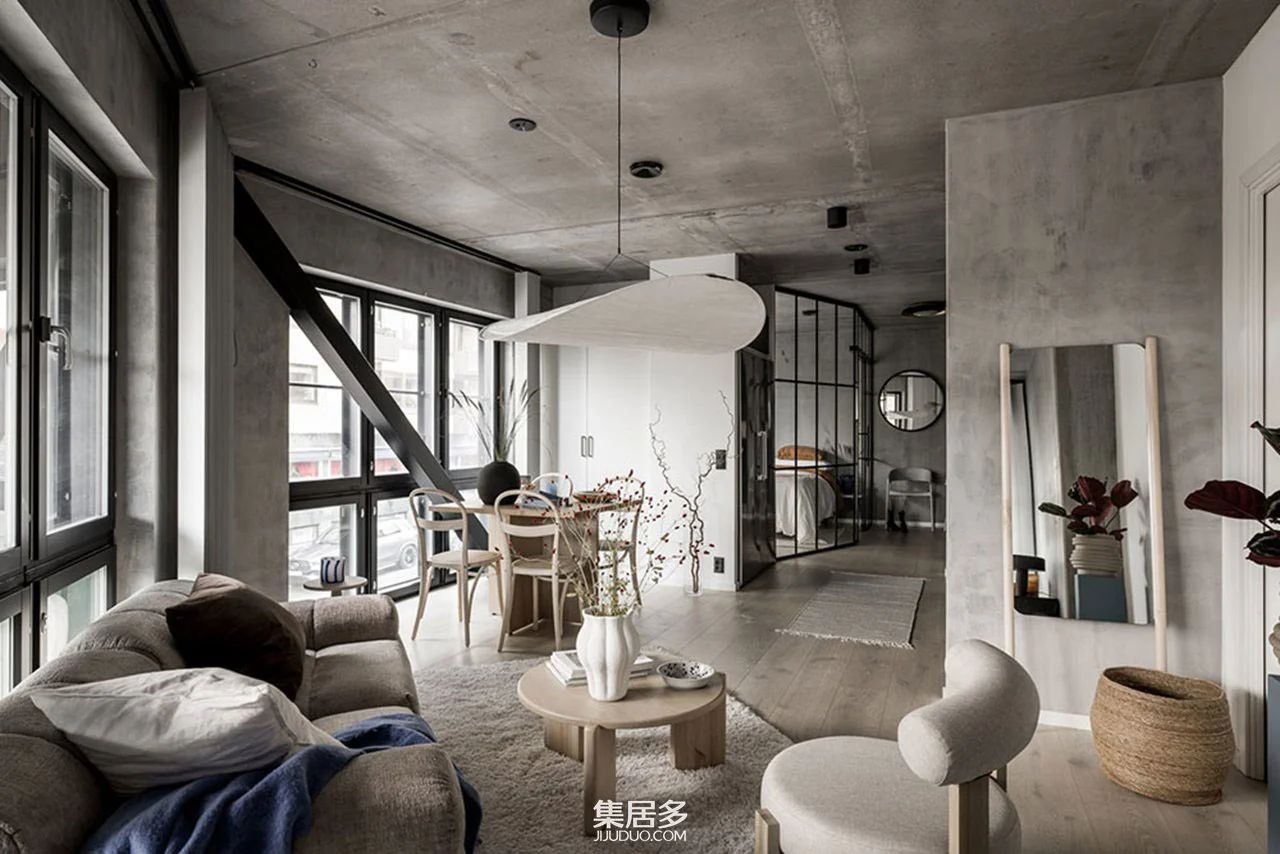 混凝土墙的斯堪的纳维亚小型公寓丨瑞典-7