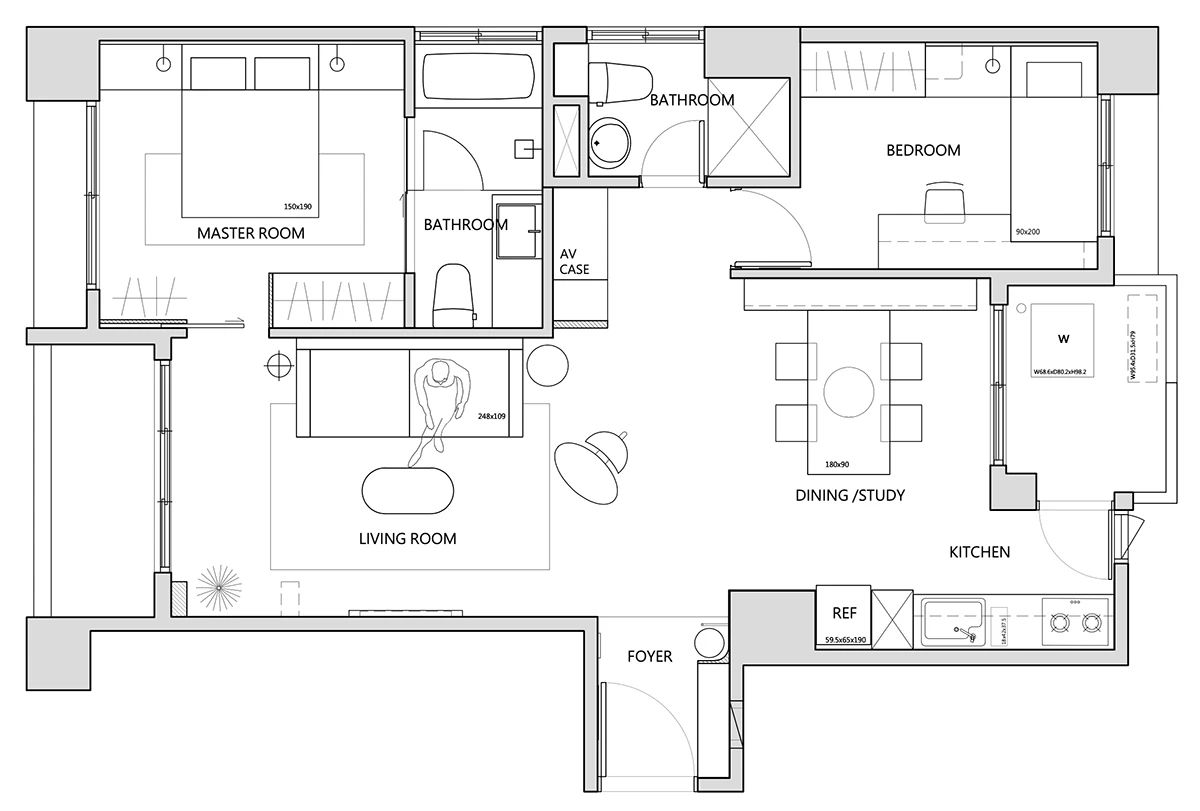 72㎡黑白灰艺术感住宅设计-6