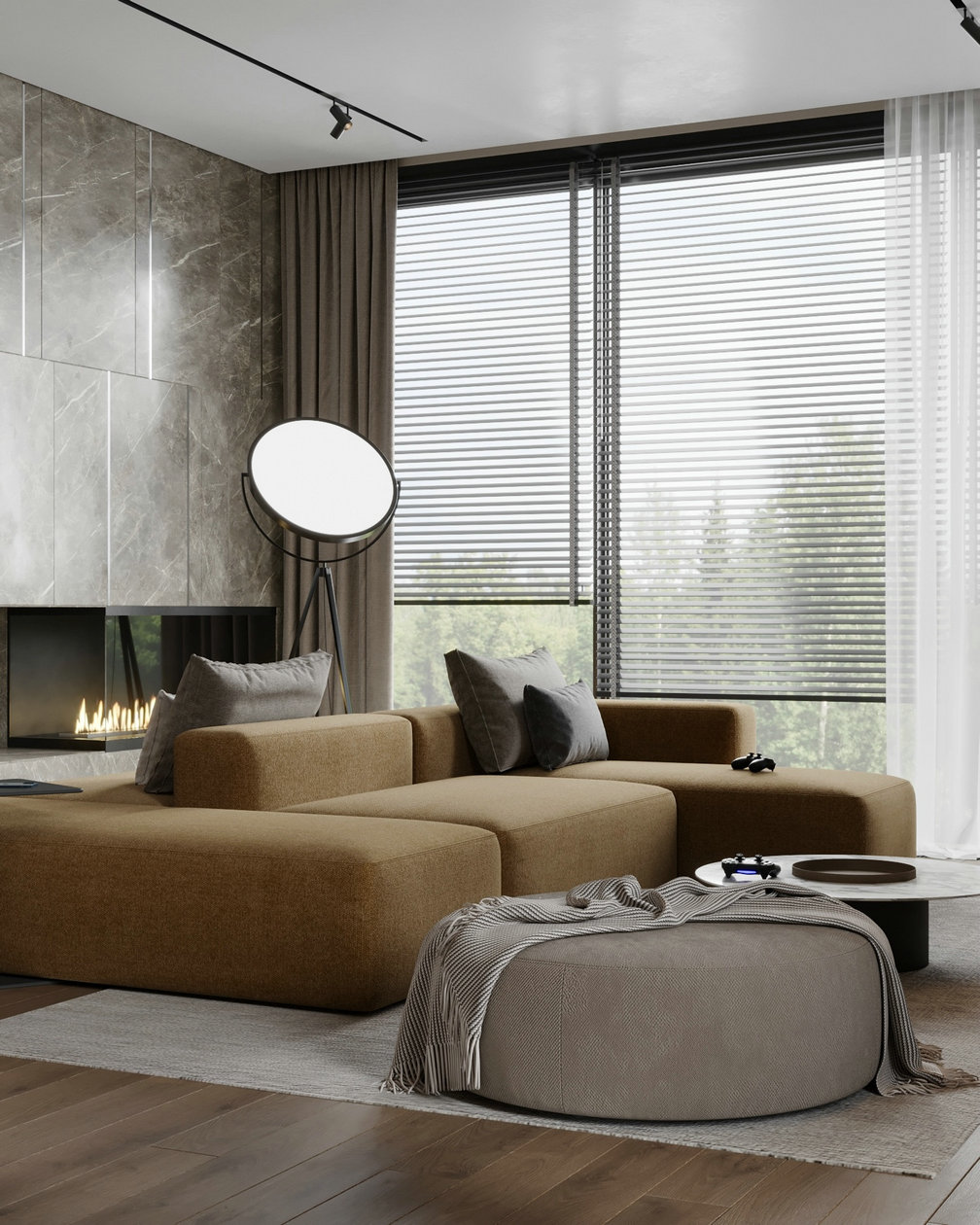 胡桃木与黄色打造的优雅空间-4