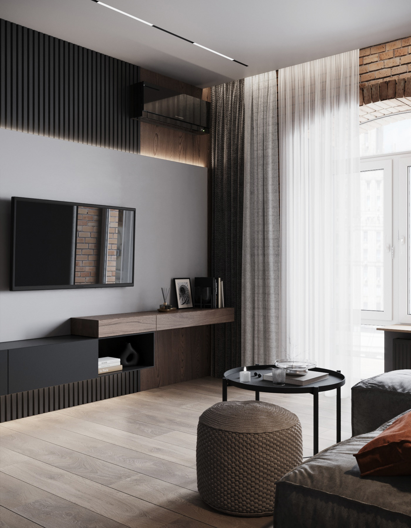 原木与灰色 打造舒适温暖的居住空间-7