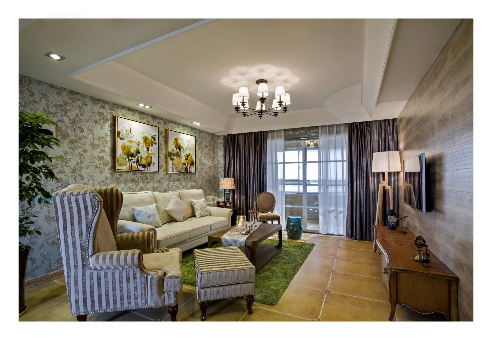 浙江宁波白金湾美式混搭风格两居室设计-6