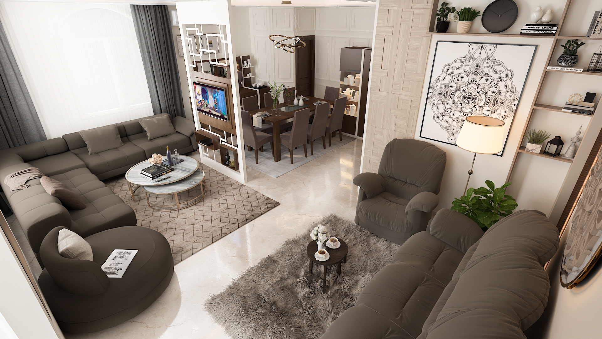 客厅兼餐厅丨埃及开罗丨3Ds MAx,Revit,Photoshop-7