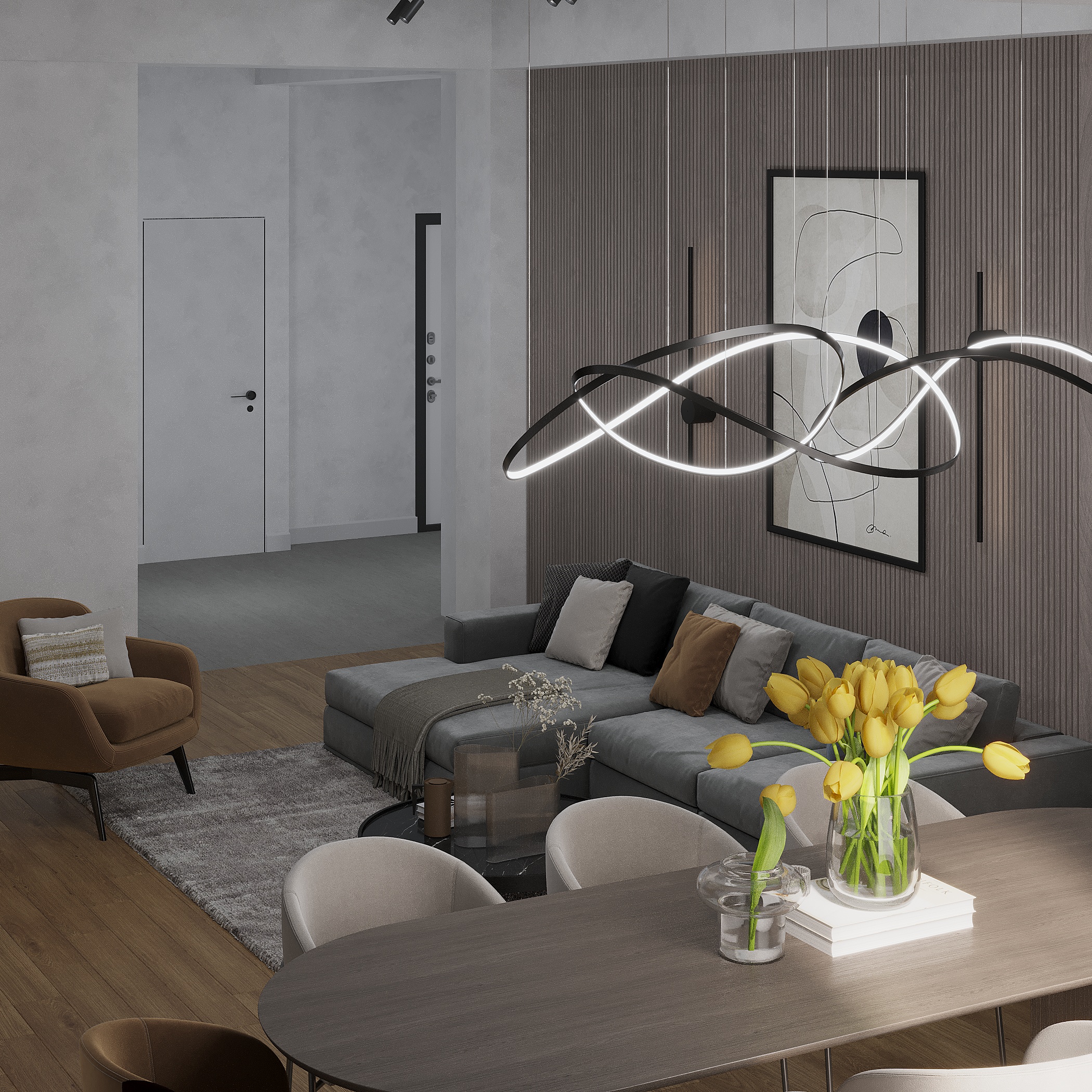 " Malibo " livingroom & holl design-4