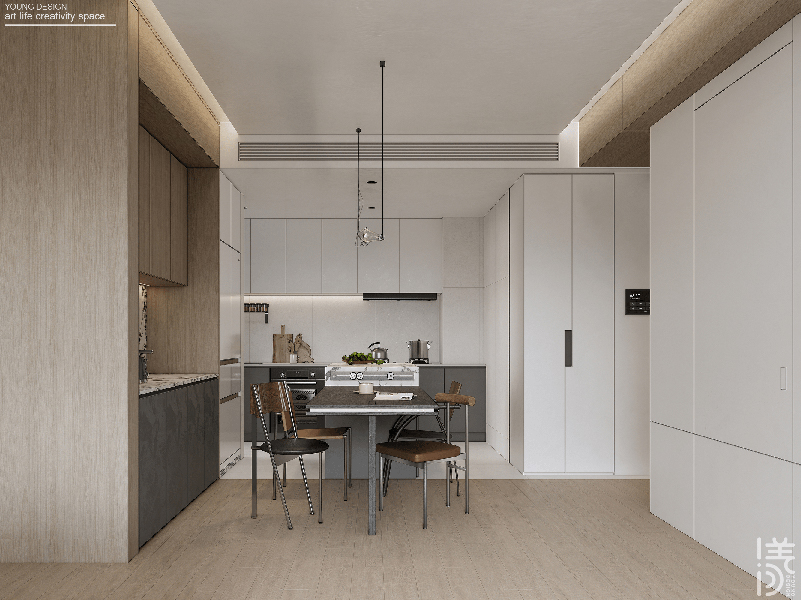 纯白与木色完美平衡,天然肌理邂逅简约线条,诠释意式极简静谧之家丨深圳漾空间设计有限公司-54