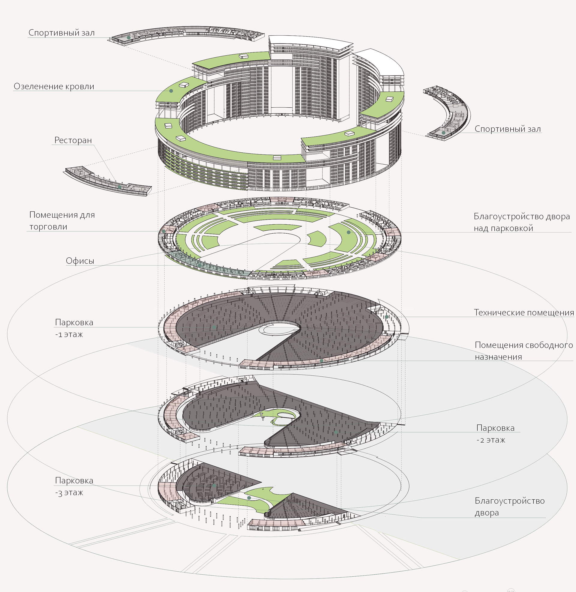 多功能住宅楼,设计与建筑高等学校丨Guseva-4