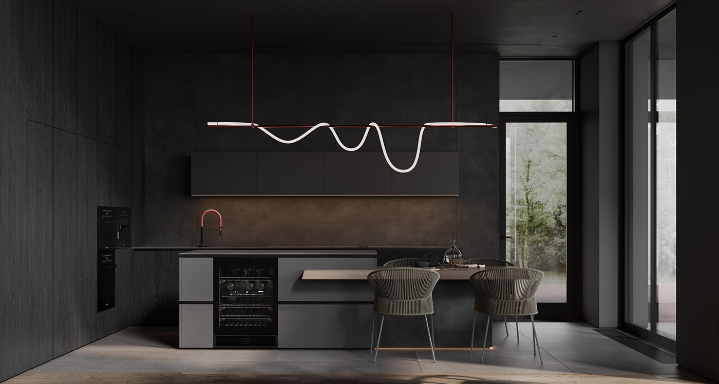 高级黑色系住宅设计 这也太有设计感了吧！-5