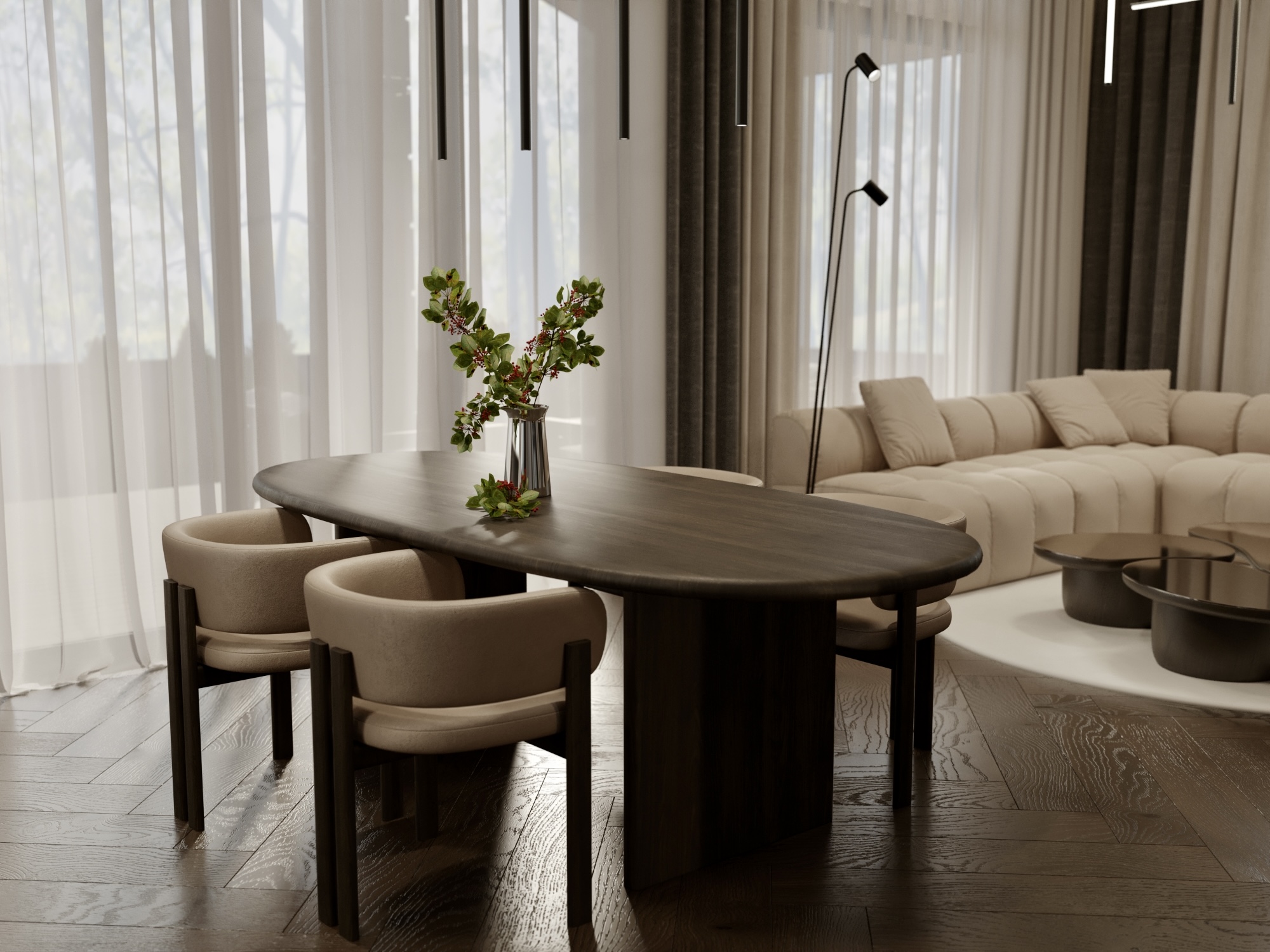 Visualization of the kitchen-living room-1