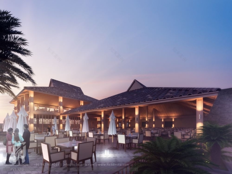 HS 3D 印度打造惊艳夜景商业建筑-14