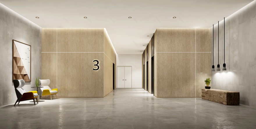 宝山长租公寓北入户大厅,电梯厅及走廊设计丨中国上海-15