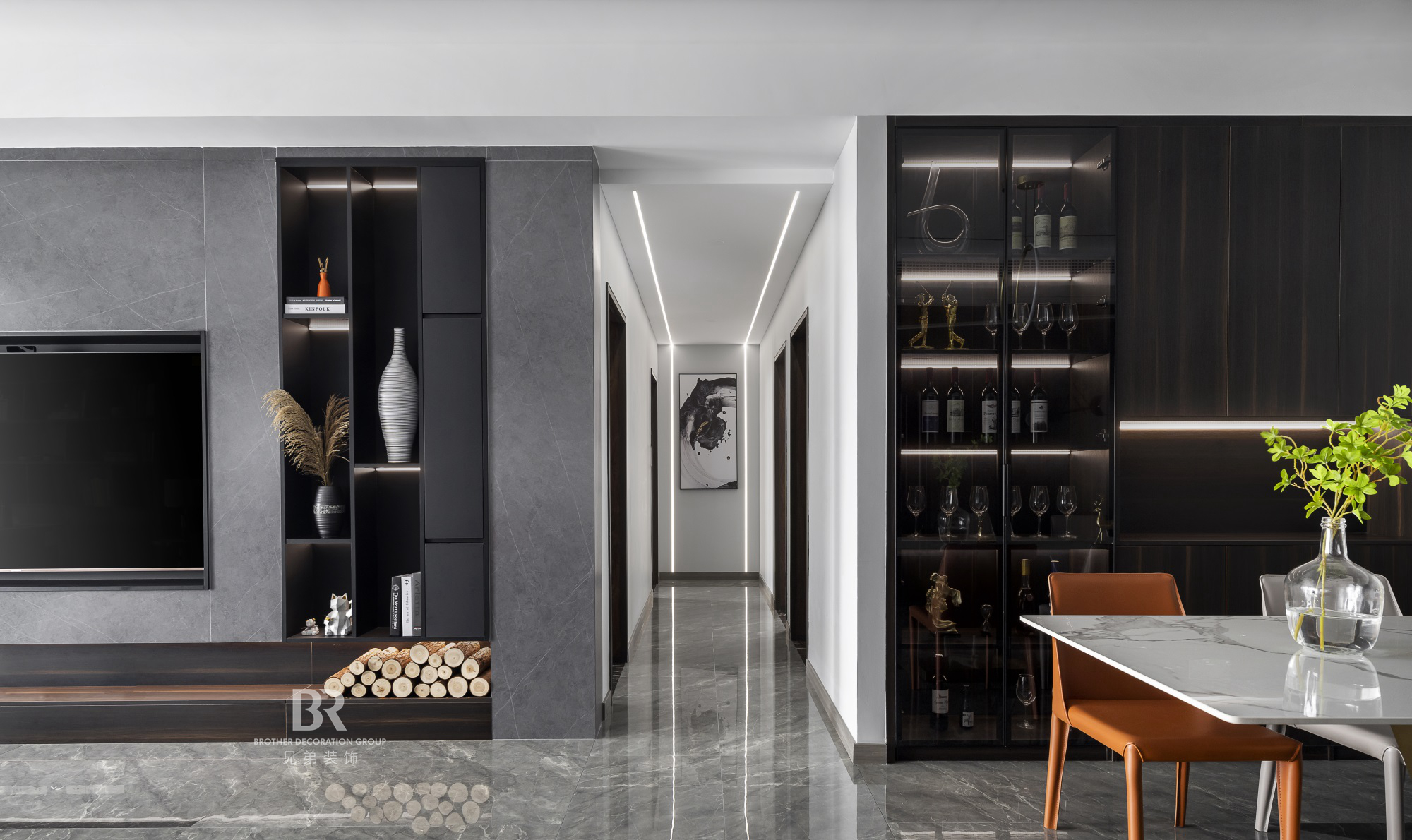 鲁能星城外滩现代意式轻奢跃层设计丨中国重庆丨兄弟装饰-12