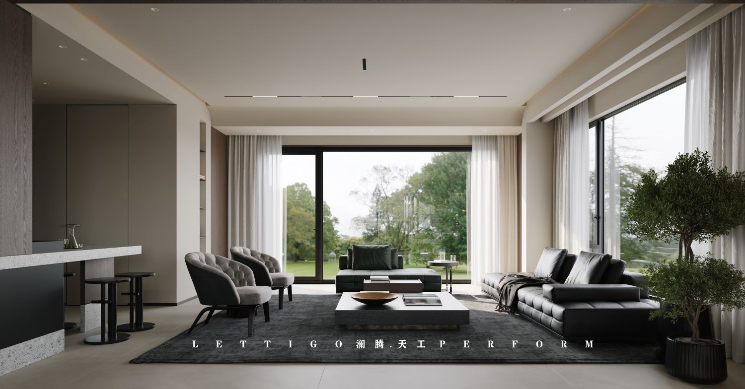 高级感黑金配色意式轻奢别墅-2