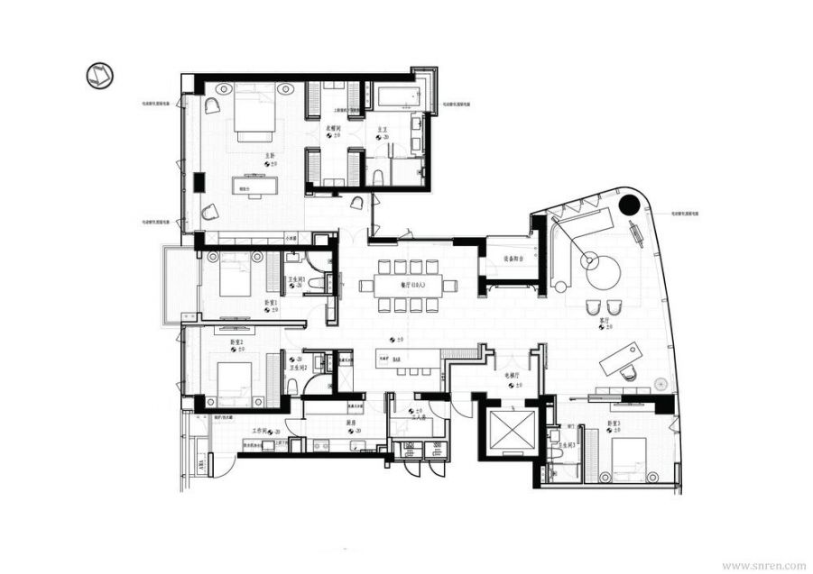 豪华别墅 现代风格KLID达观凌子达  翡翠滨江310m²样板房-4