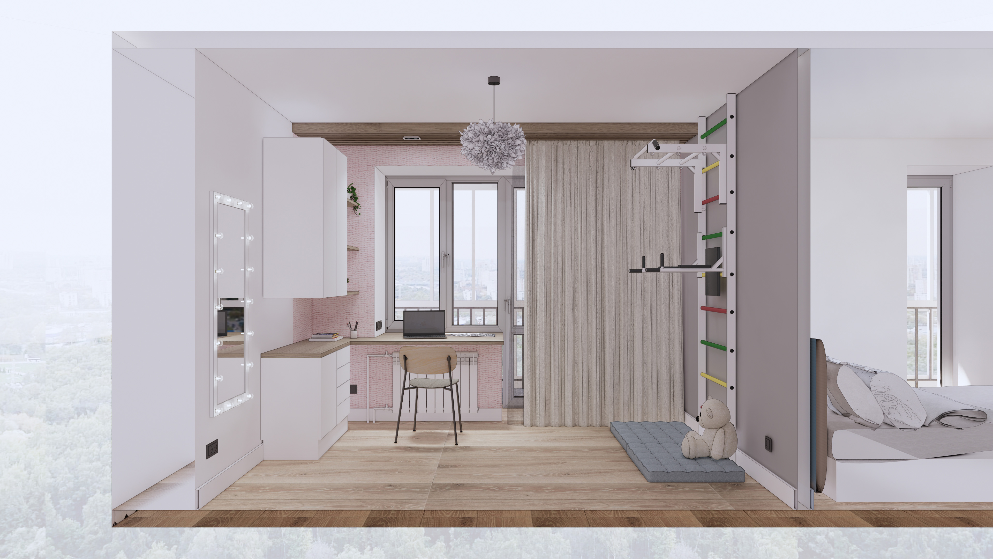 7岁女孩公主风学习型卧室设计-4