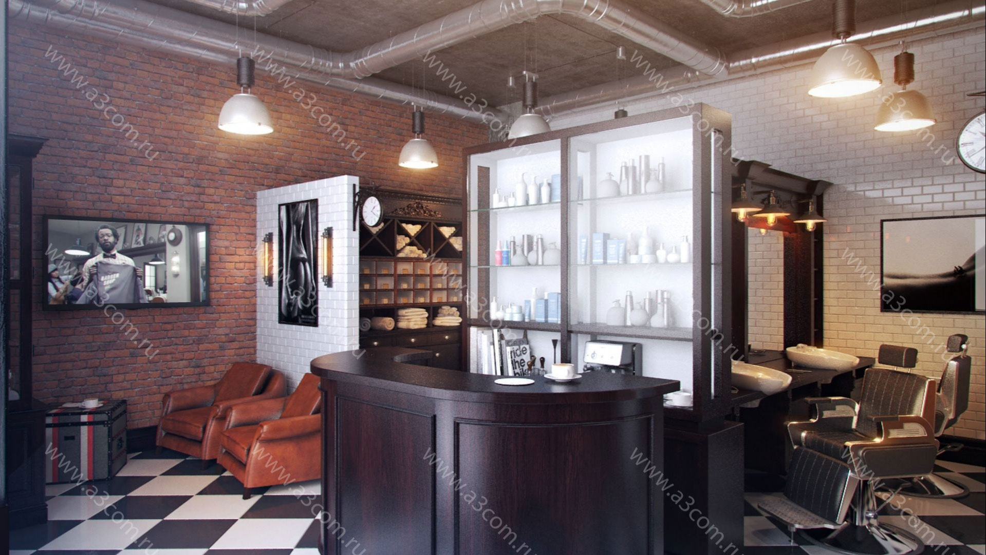 Wall Street男士美容院设计项目丨俄罗斯莫斯科-0