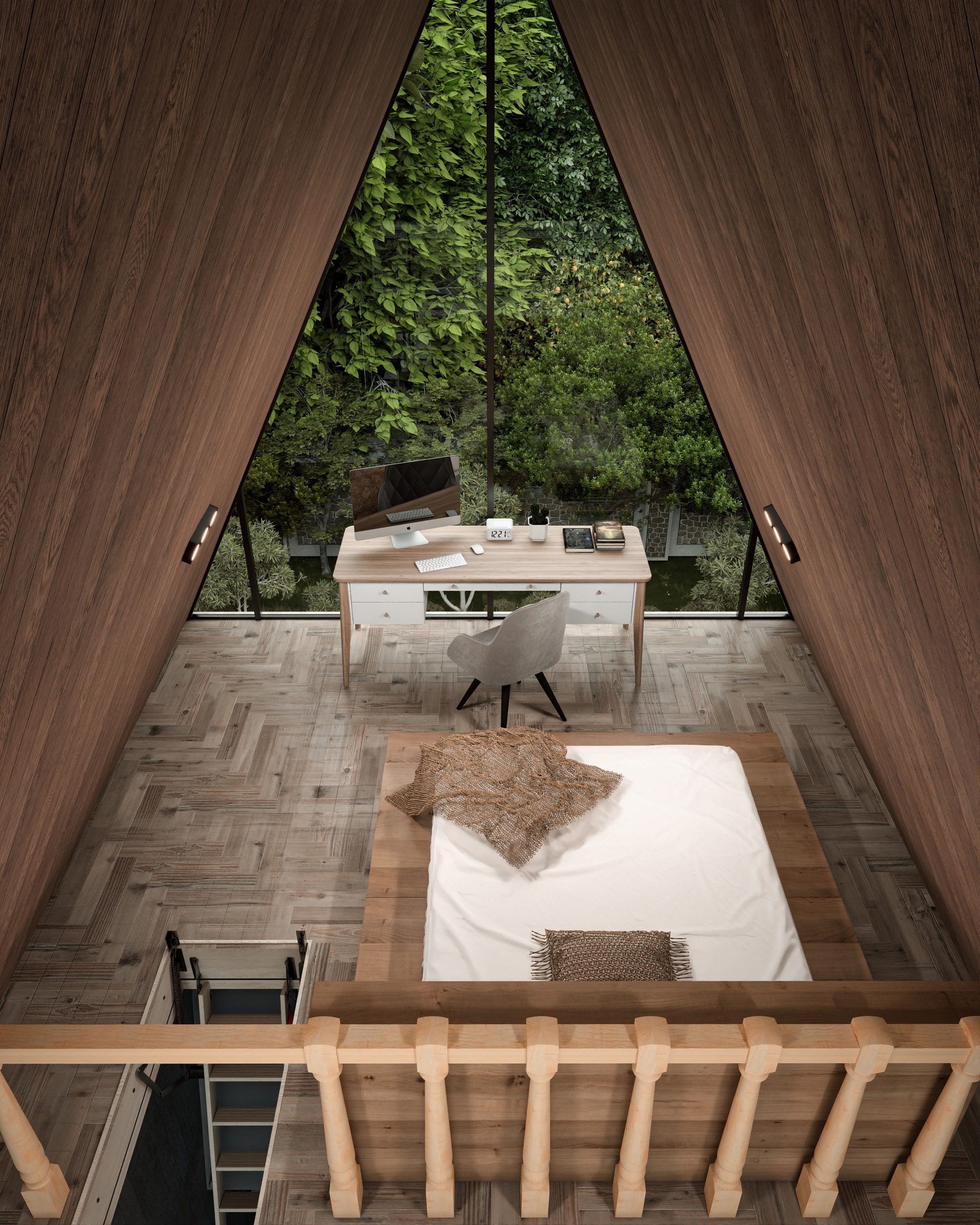 Modern Aframe cabin l interior design-11