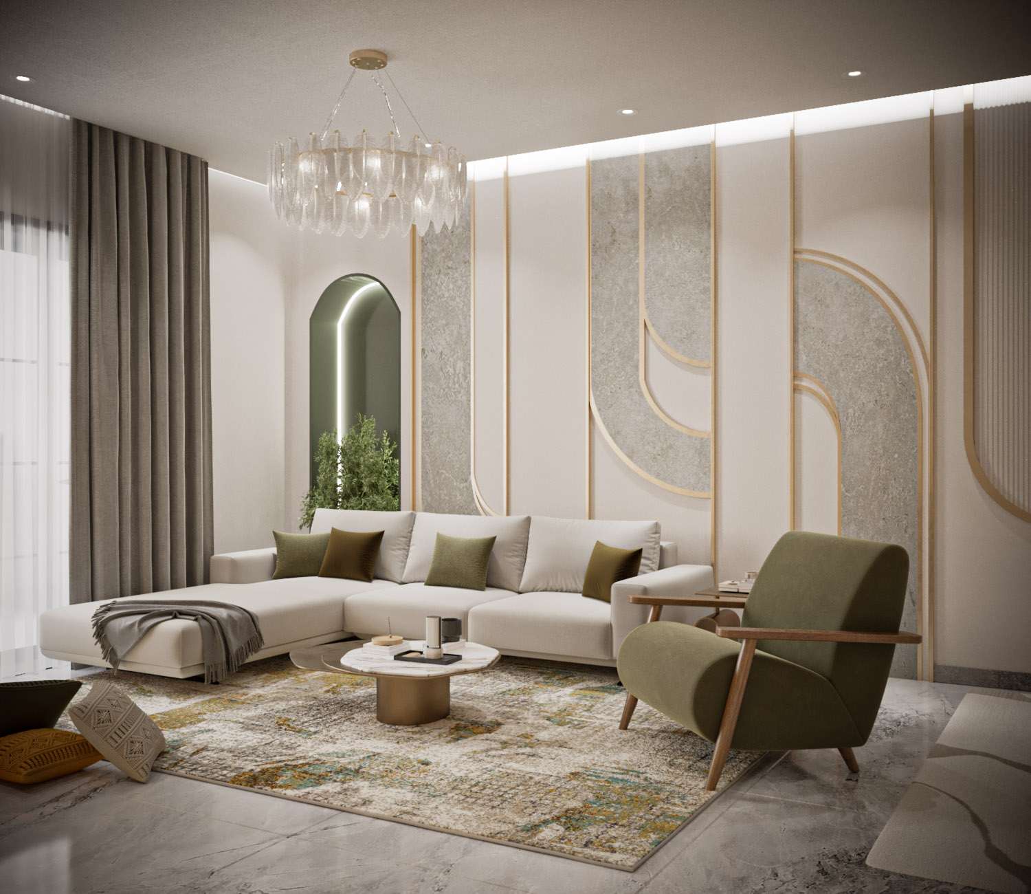 起居、厨房和用餐区丨OMNIA NASR AL SHAER-6