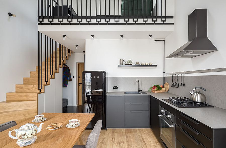 波兰带黑白夹层的空间利用型小公寓丨波兰罗兹丨3XEL Architekci-10