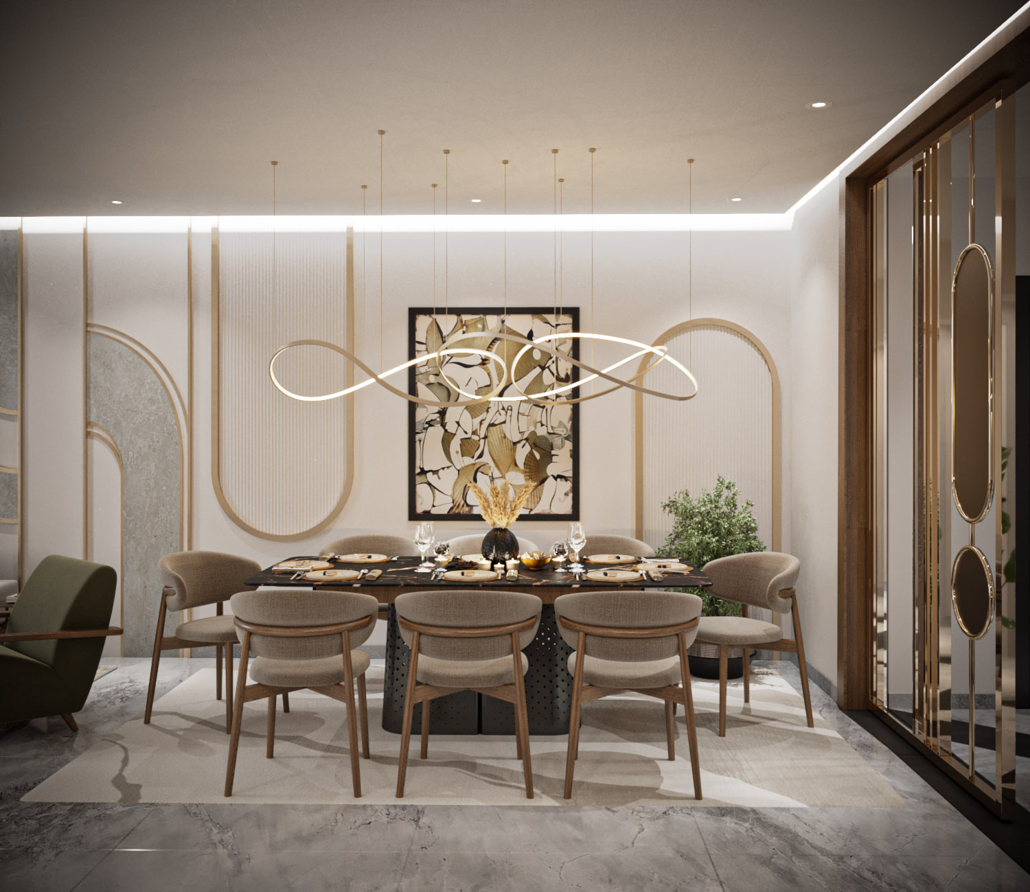 起居、厨房和用餐区丨OMNIA NASR AL SHAER-12