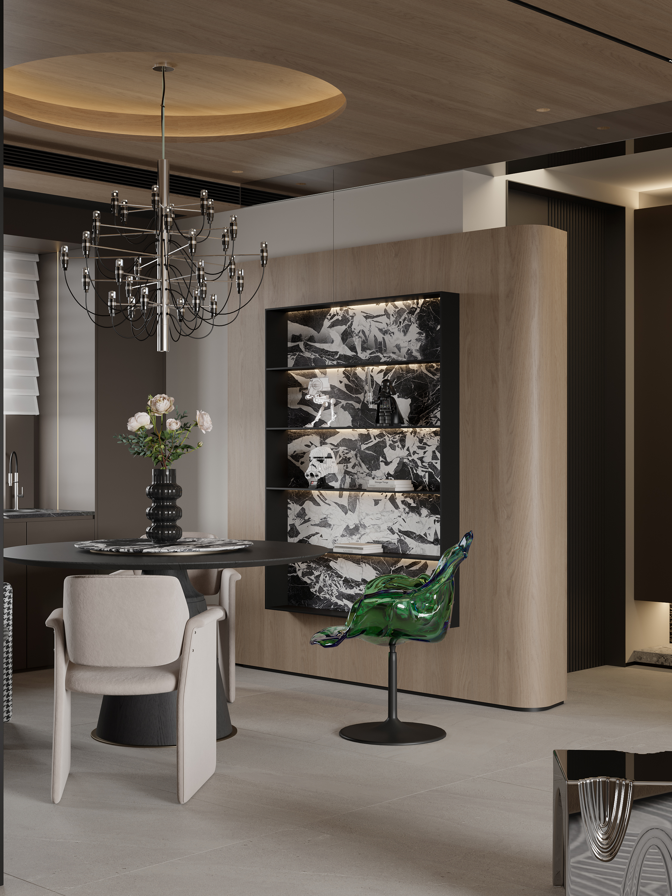 悬空+凸出！谁懂原木餐边柜凹造型的含金量-11