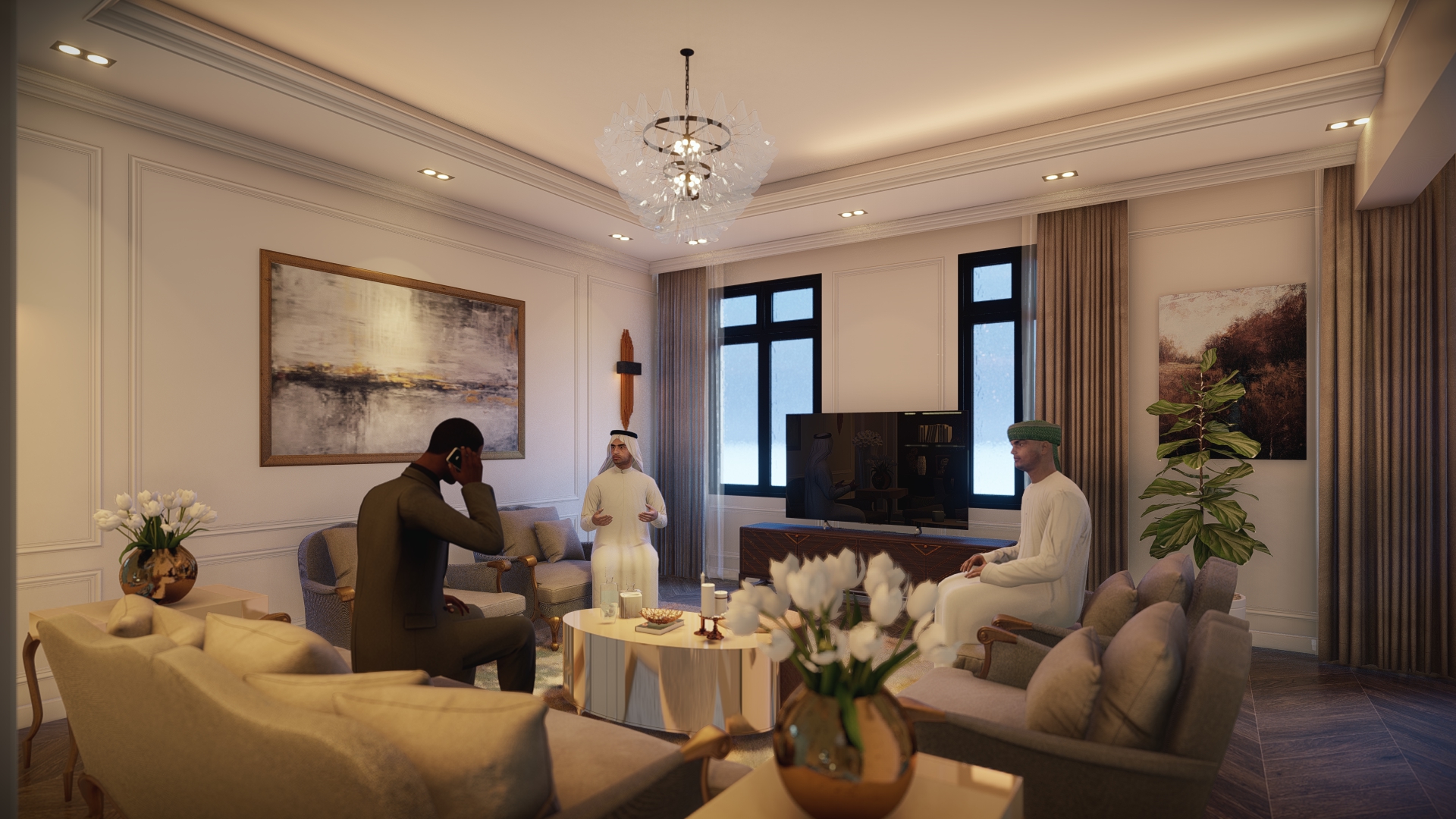 تصميم داخلي كامل لفيللا نيو كلاسيك-1