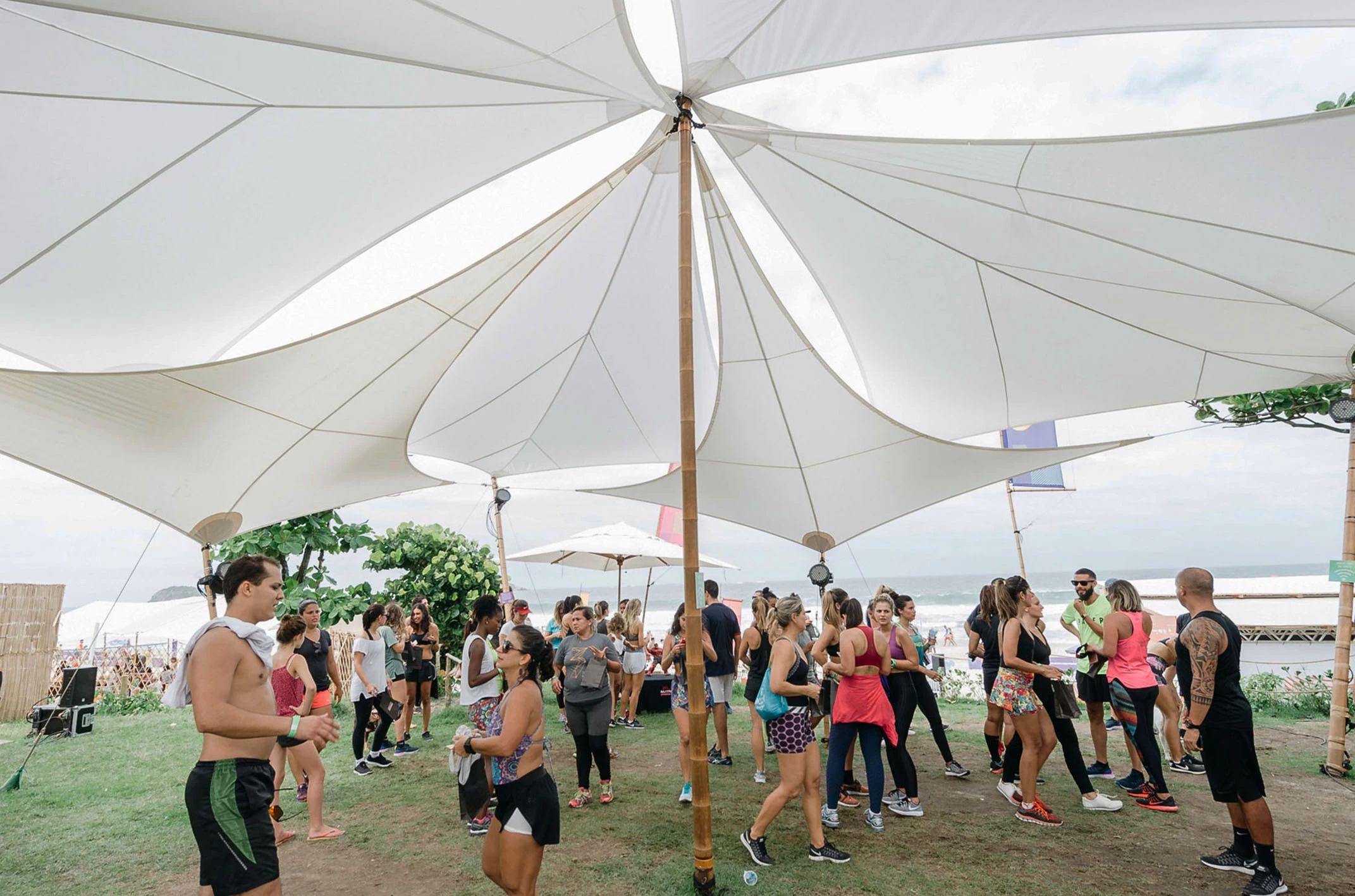 Textile bamboo structures for open-air events-21