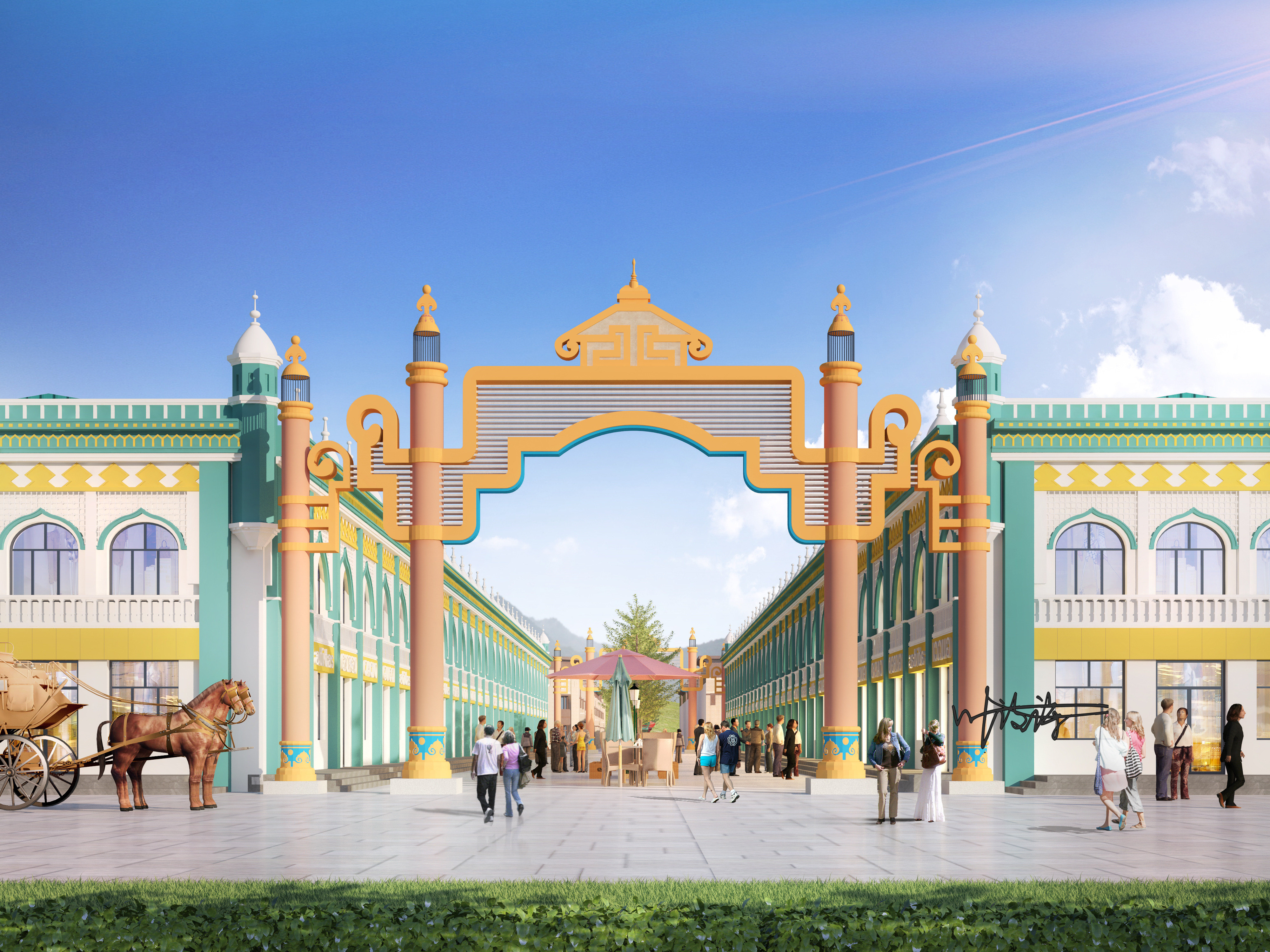 室外效果图|蒙古规划透视-5