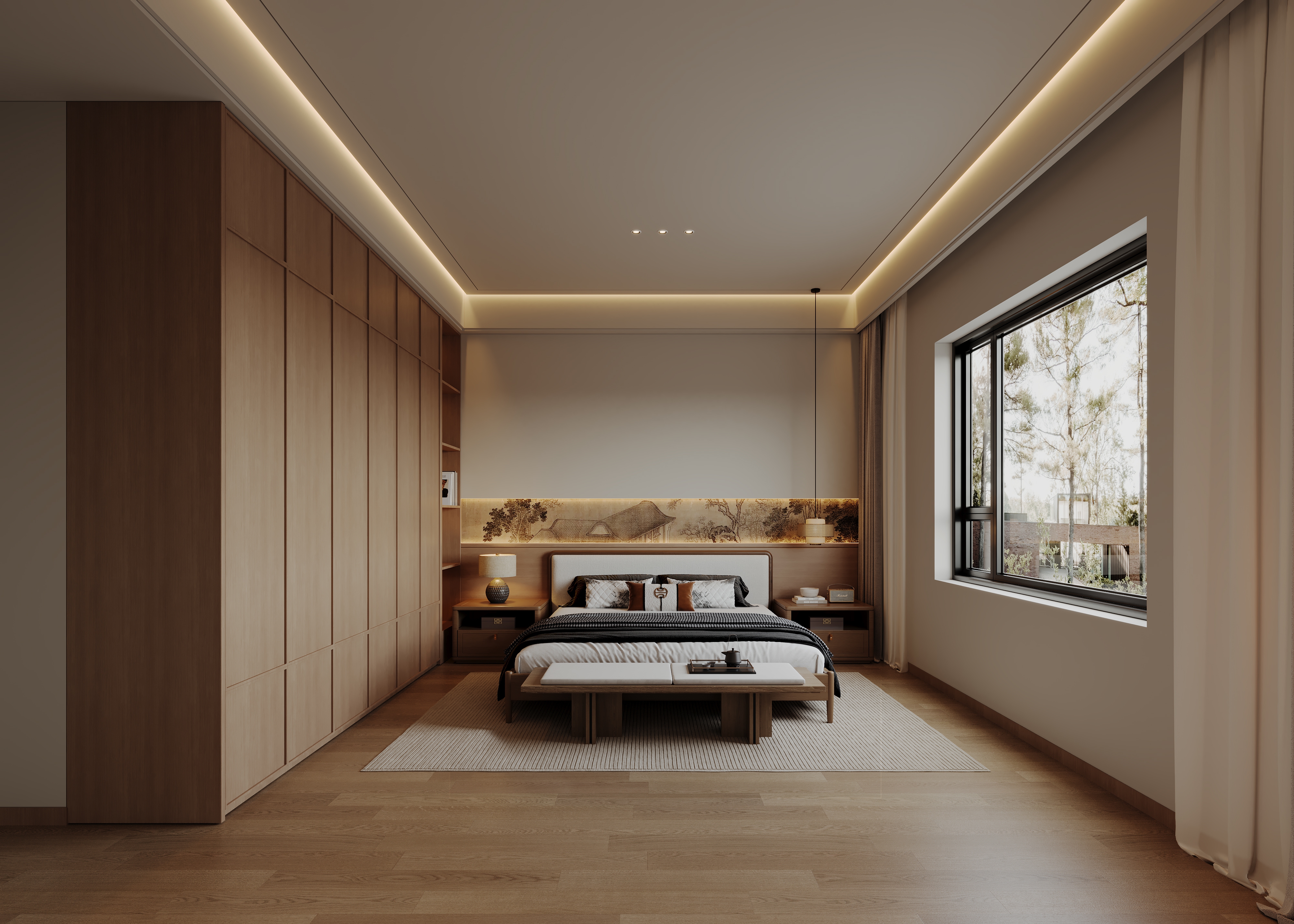 宋氏美学客餐厅卧室效果图表现-5