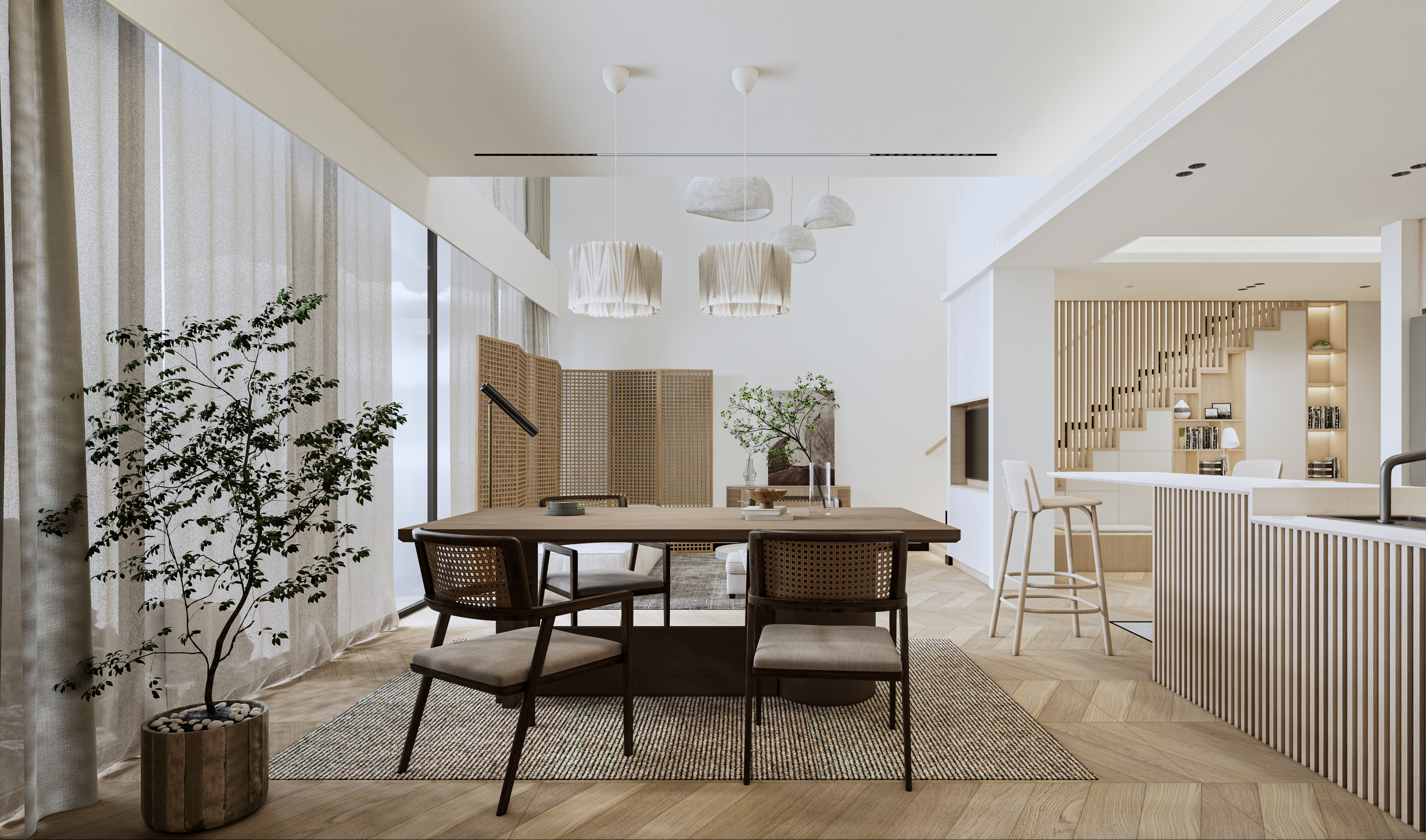 日式风80平家庭loft效果设计-8