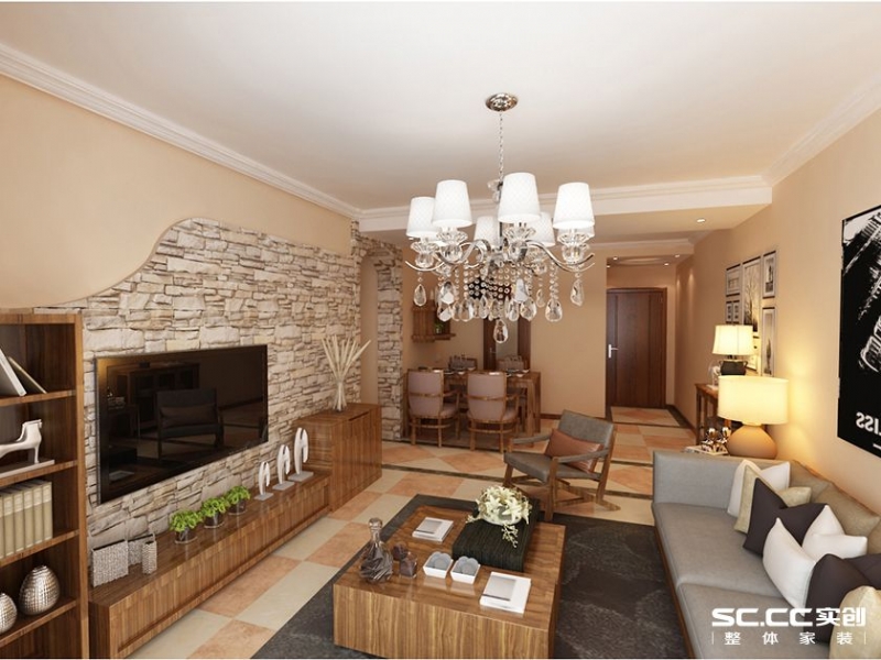 【上海实创装饰】中远两湾城115平美式三居装修设计-2