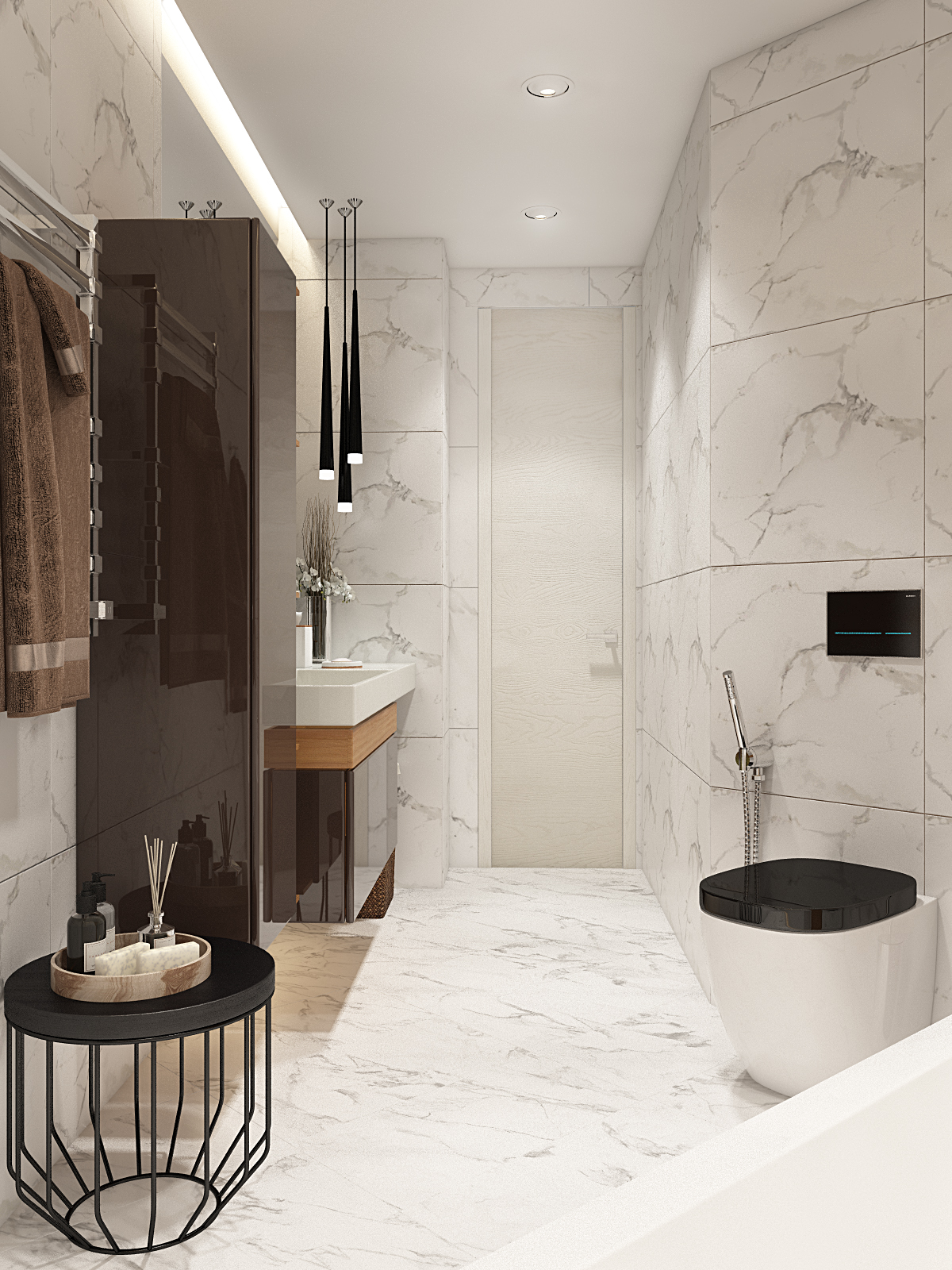 Оформление ванной в сдержанных тонах 9м² — портфолио бюро ARXY-25