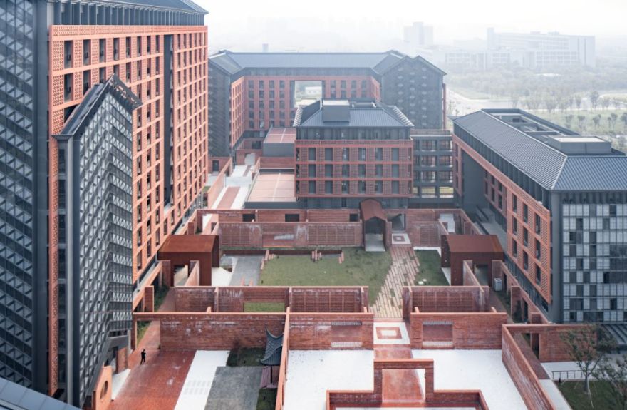 浙大人文学院新楼,红砖墙裙复兴建筑文学传统-16