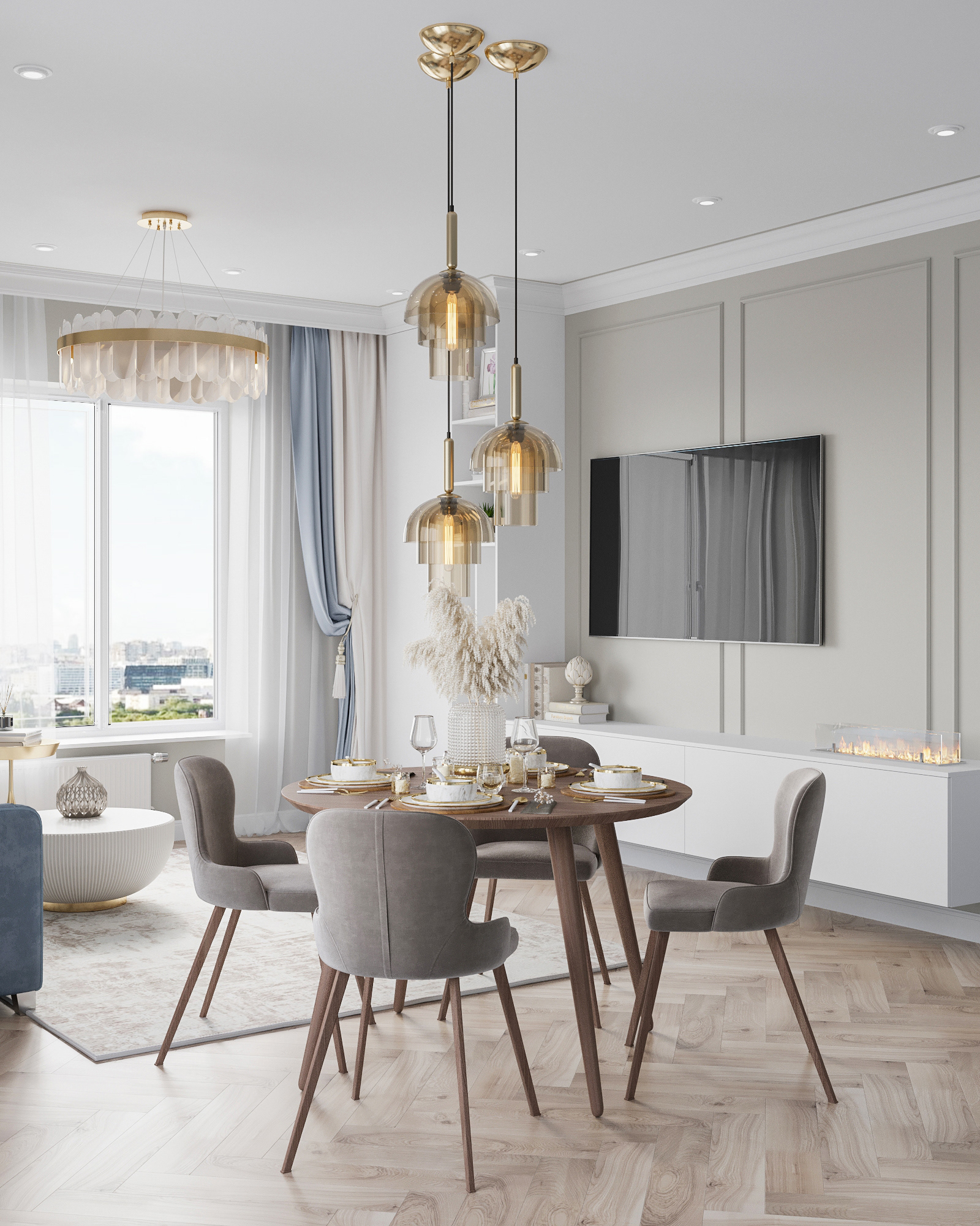 经典风格客厅与厨房设计丨@oreshksvetlana-6