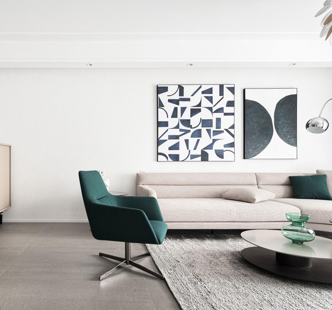 现代简约风家居设计 | 白与绿的纯粹空间-4