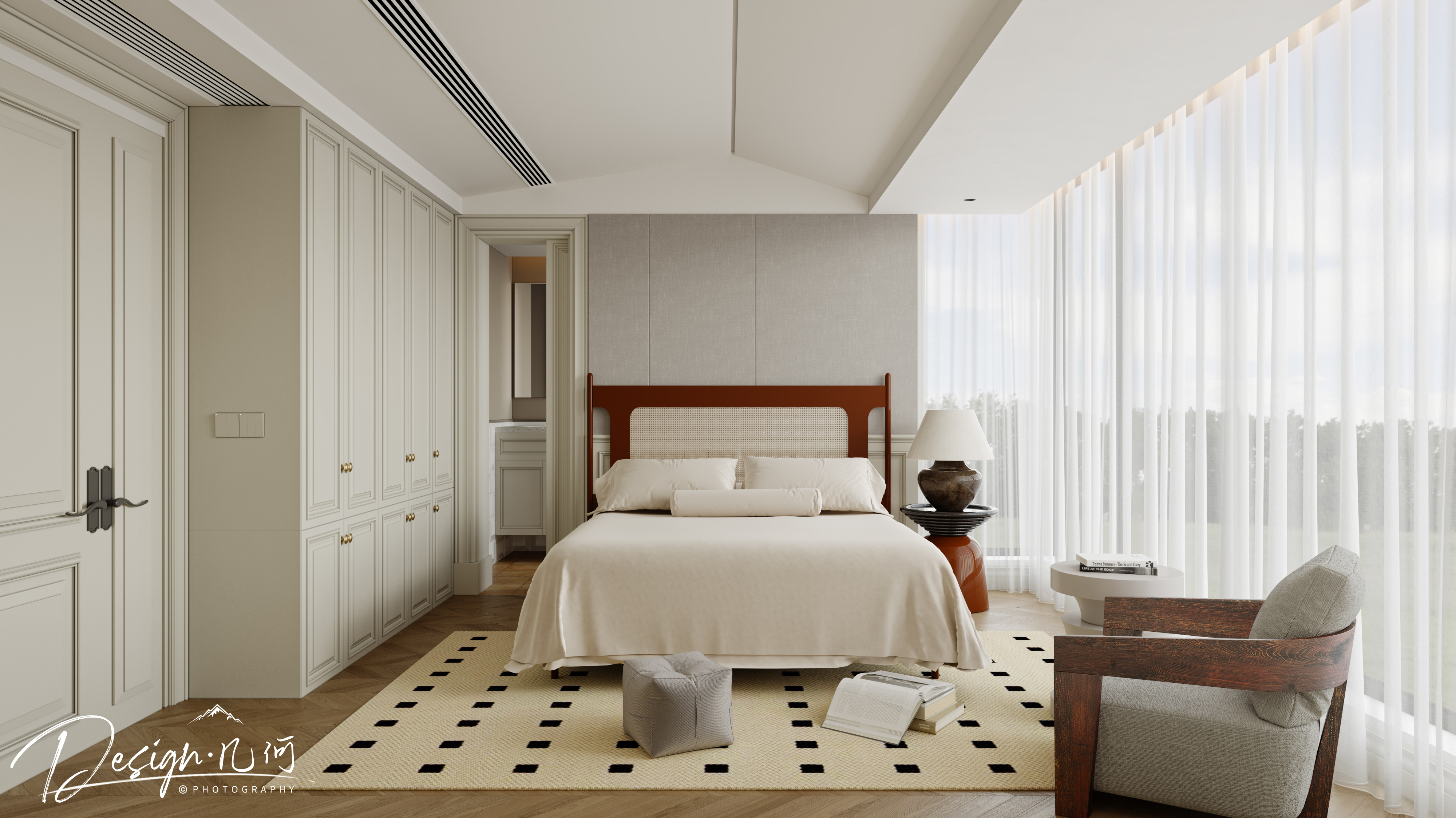 几何空间视觉表现 | 琥珀山庄乡村田园美式客餐厅-4